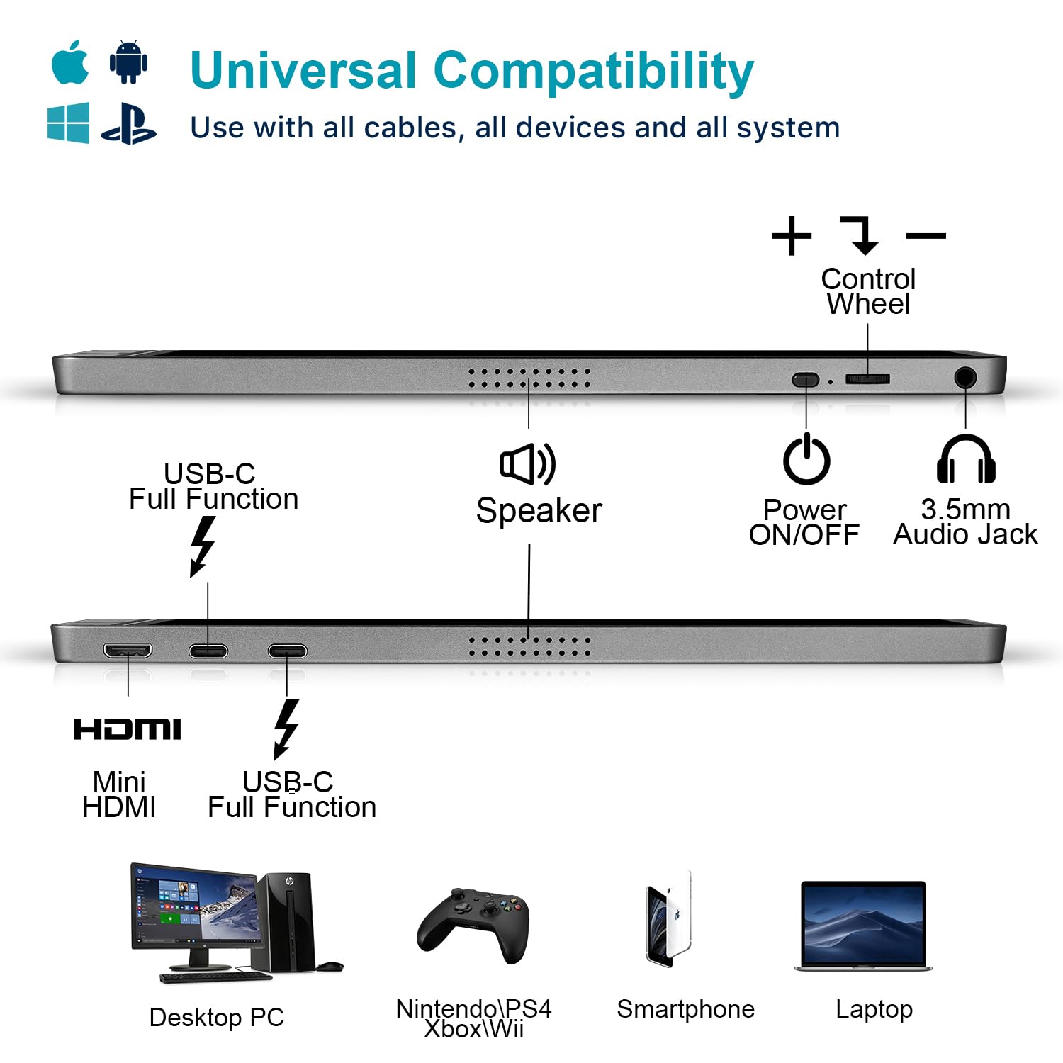 Foto 5 | Monitor Portátil Kyy 15,6 Pulgadas 1080p Fhd Usb-c Hdmi Con Cubierta - Venta Internacional.