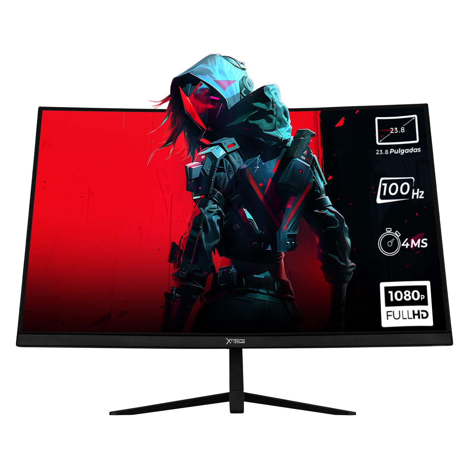 Foto 2 pulgar | Monitor Gamer Xtreme Pc Gaming Clarity Curvo 23.8'' 4ms 100hz Fhd Va Hdmi Negro Freesync G-sync