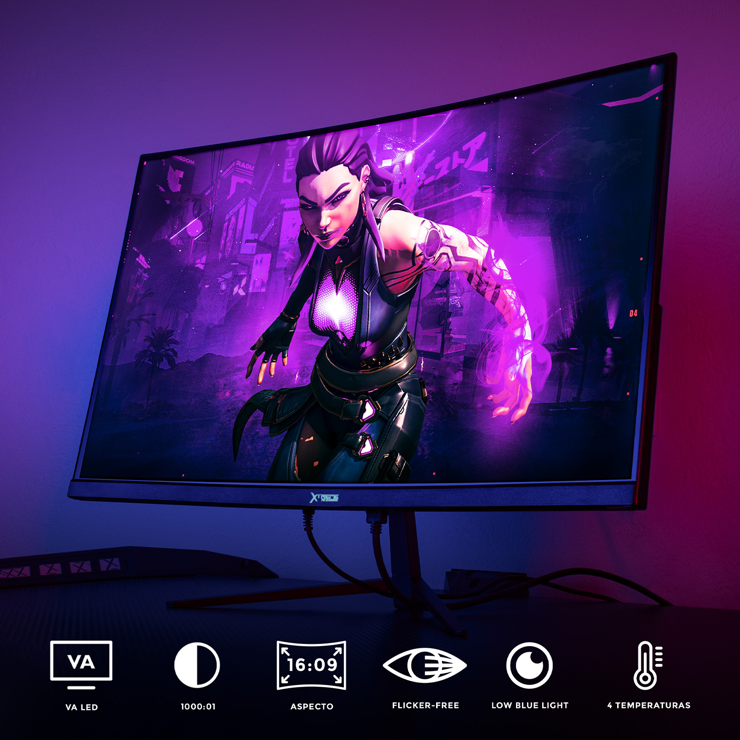 Foto 7 pulgar | Monitor Gamer Xtreme Pc Gaming Clarity Curvo 23.8'' 4ms 100hz Fhd Va Hdmi Negro Freesync G-sync