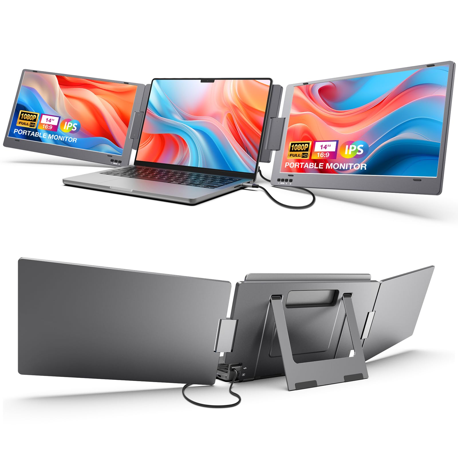 Foto 2 pulgar | Monitor Portátil Kyy Triple 14'' Fhd 1080p Usb-c - Venta Internacional