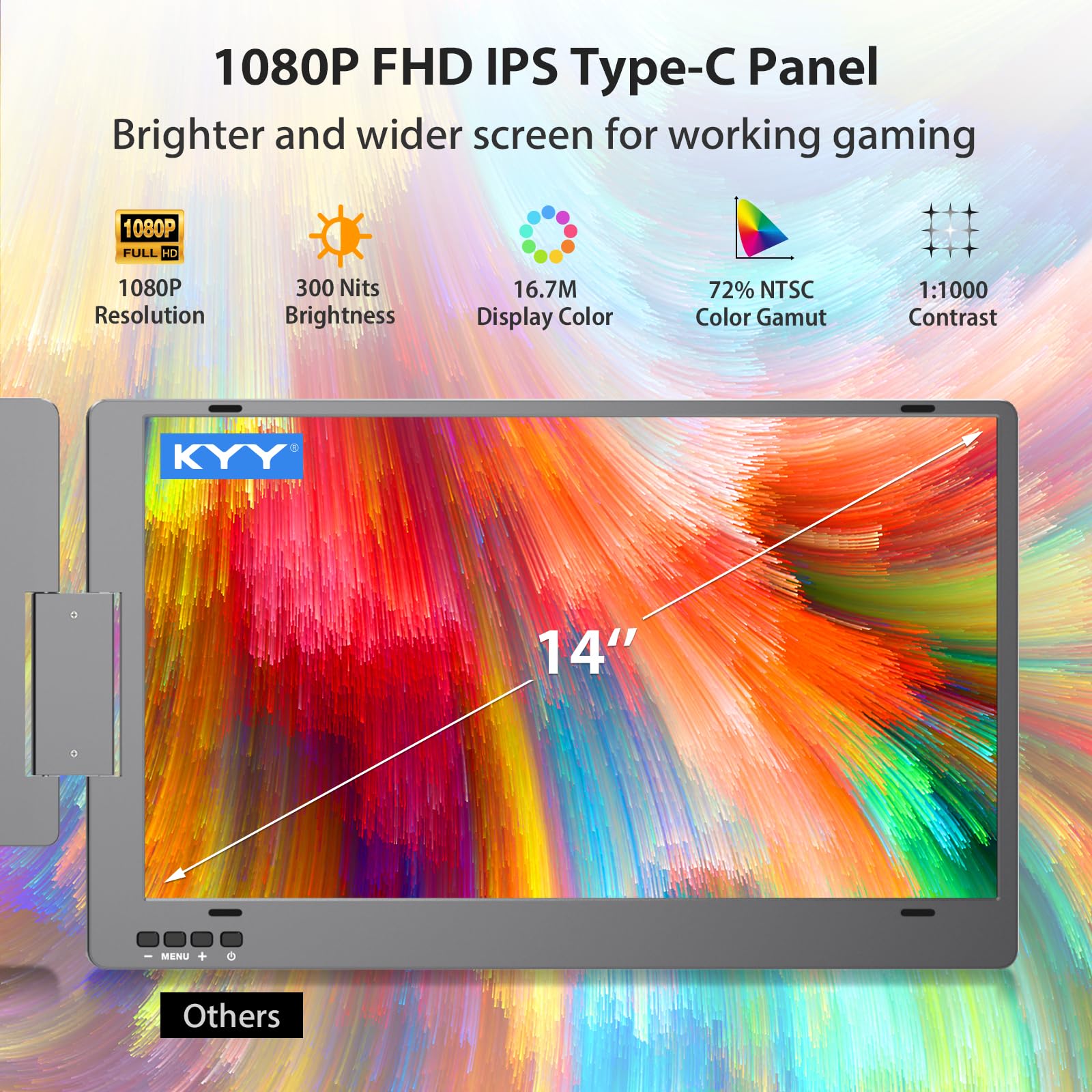 Foto 5 pulgar | Extensor De Pantalla Triple Para Portátil Kyy X90 14'' 1080p Fhd Ips - Venta Internacional.