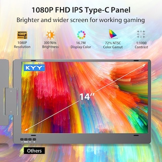 Foto 4 | Extensor De Pantalla Triple Para Portátil Kyy X90 14'' 1080p Fhd Ips - Venta Internacional.
