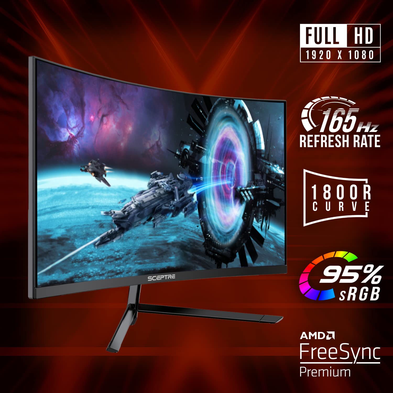 Foto 3 pulgar | Monitor Para Juegos Sceptre Curved 27 Fhd 1080p 165 Hz 2021 C275b-1858rn - Venta Internacional.