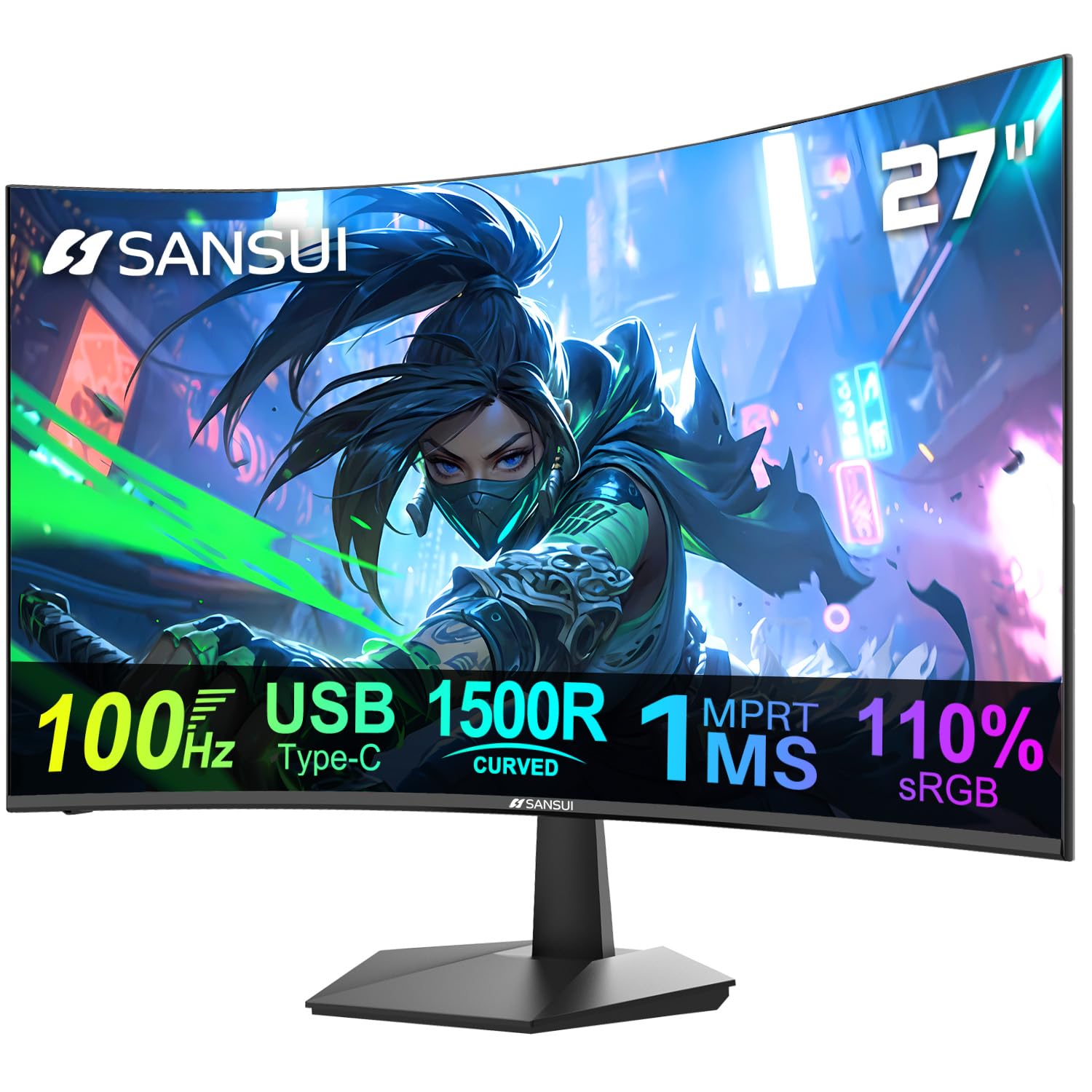 Monitor Sansui Curvo Usb Tipo-c Fhd 1080p De 27 Pulgadas Y 100 Hz - Venta Internacional.