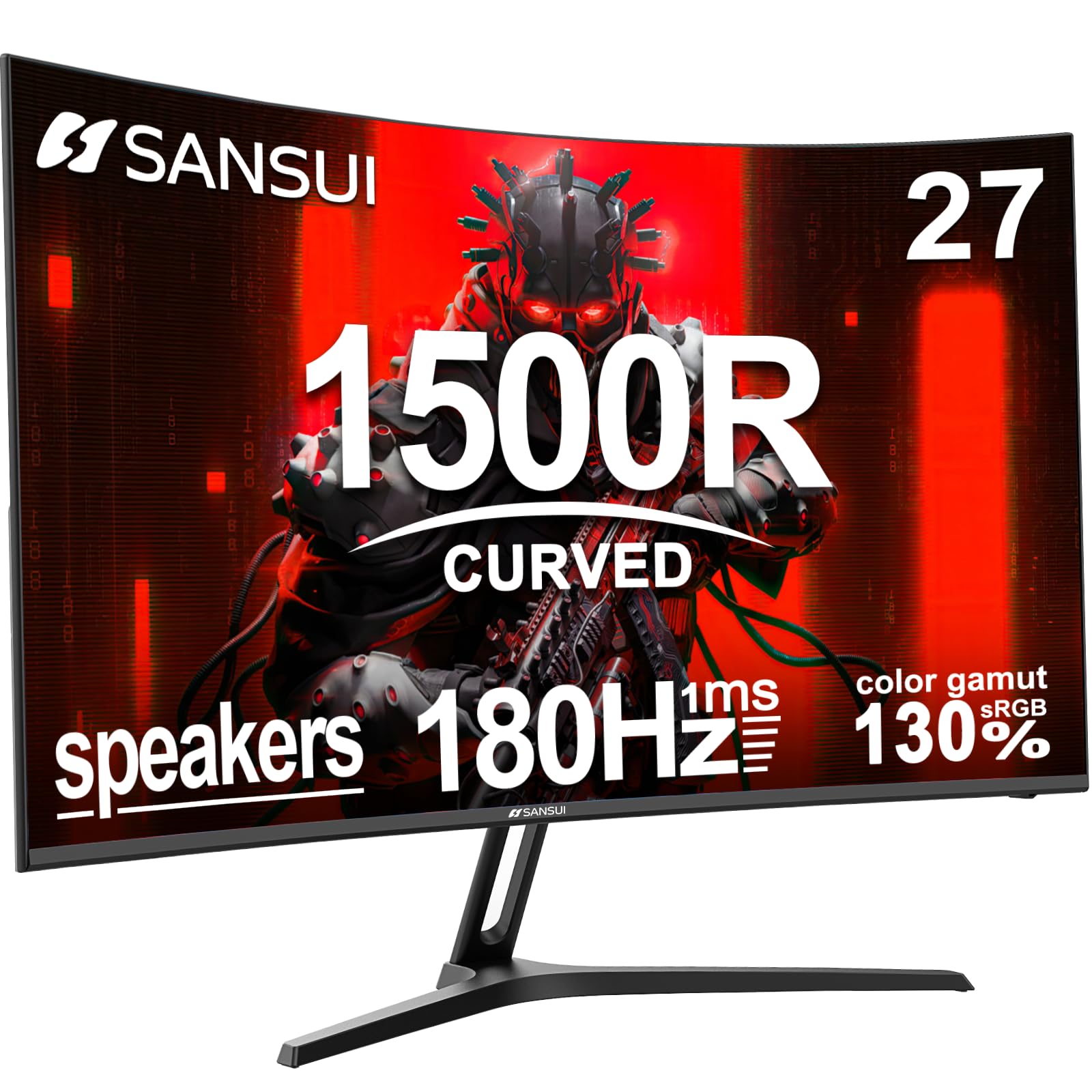 Monitor Sansui Curvo Gaming De 27 Pulgadas, 180 Hz, 1 Ms, Fhd 1080p - Venta Internacional.