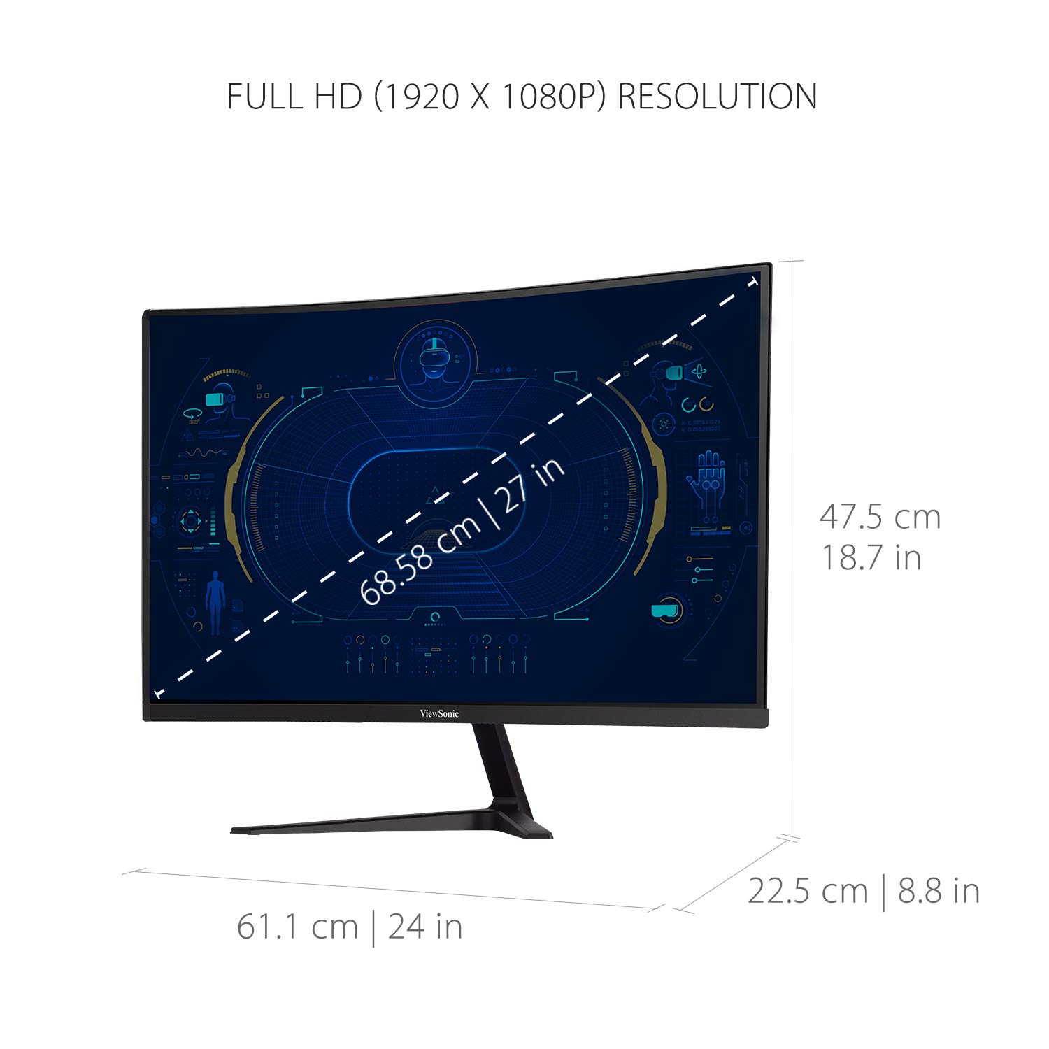 Foto 7 pulgar | Monitor para Videojuegos Viewsonic Vx2718-pc-mhd 27'' 1080p 1 Ms 180 Hz - Venta Internacional