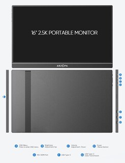 Foto 6 | Monitor Portátil Arzopa 16 2,5k 2560x1600 Qhd De 16,1 Pulgadas Con Funda - Venta Internacional.