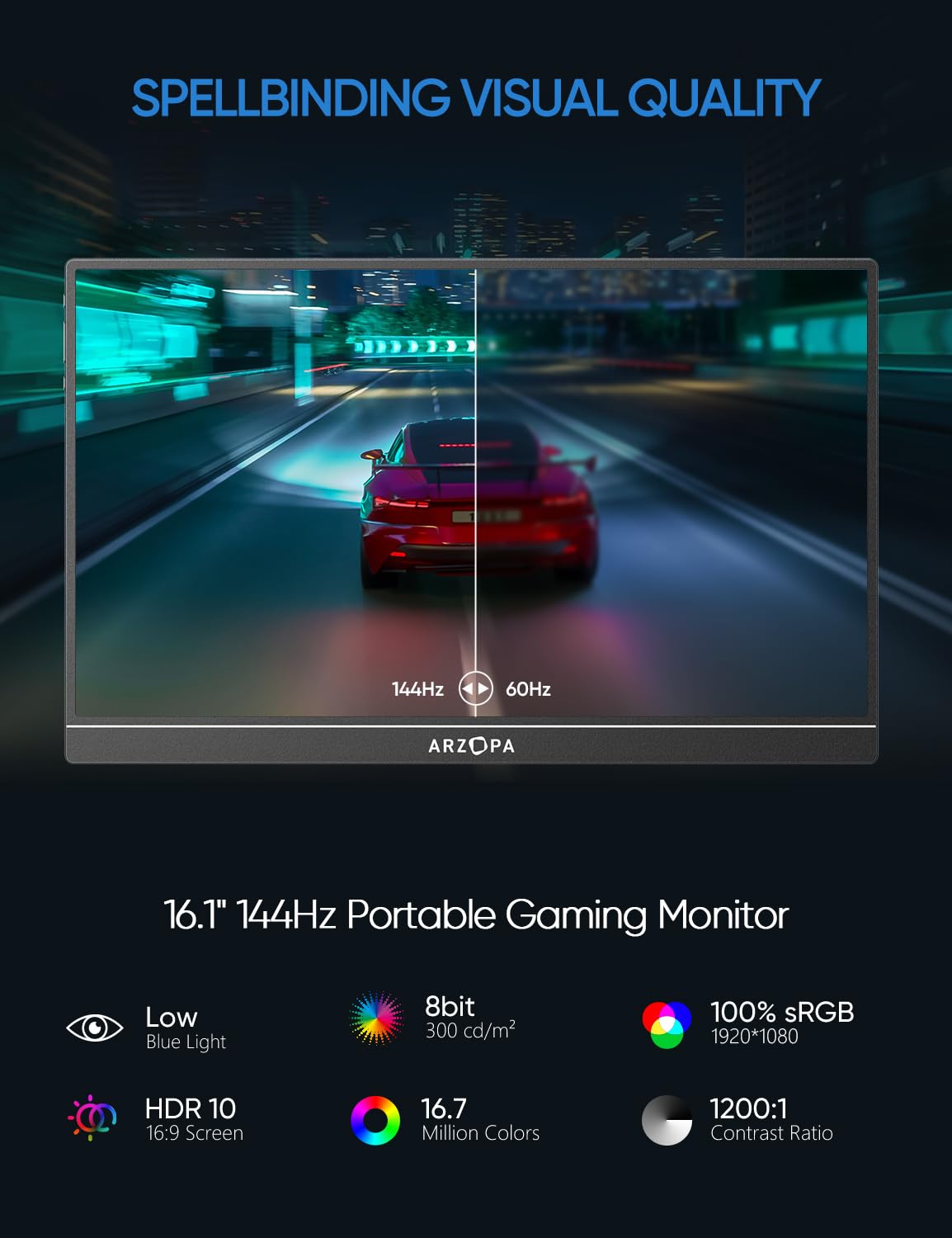 Foto 4 pulgar | Monitor Portátil Arzopa Z1fc 16.1'' 144 Hz 1080p Fhd + Sleeve - Venta Internacional