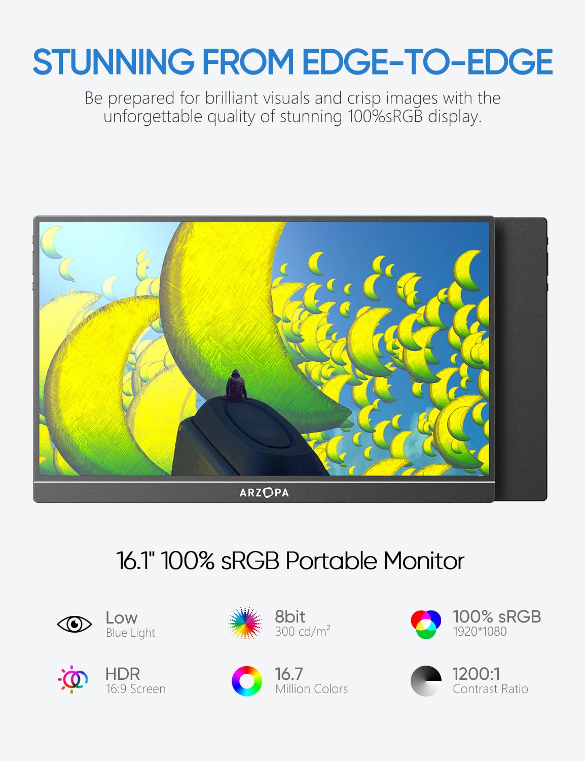 Foto 4 pulgar | Monitor Portátil Arzopa De 16.1 Pulgadas 100% Srgb Fhd Con Funda - Venta Internacional.