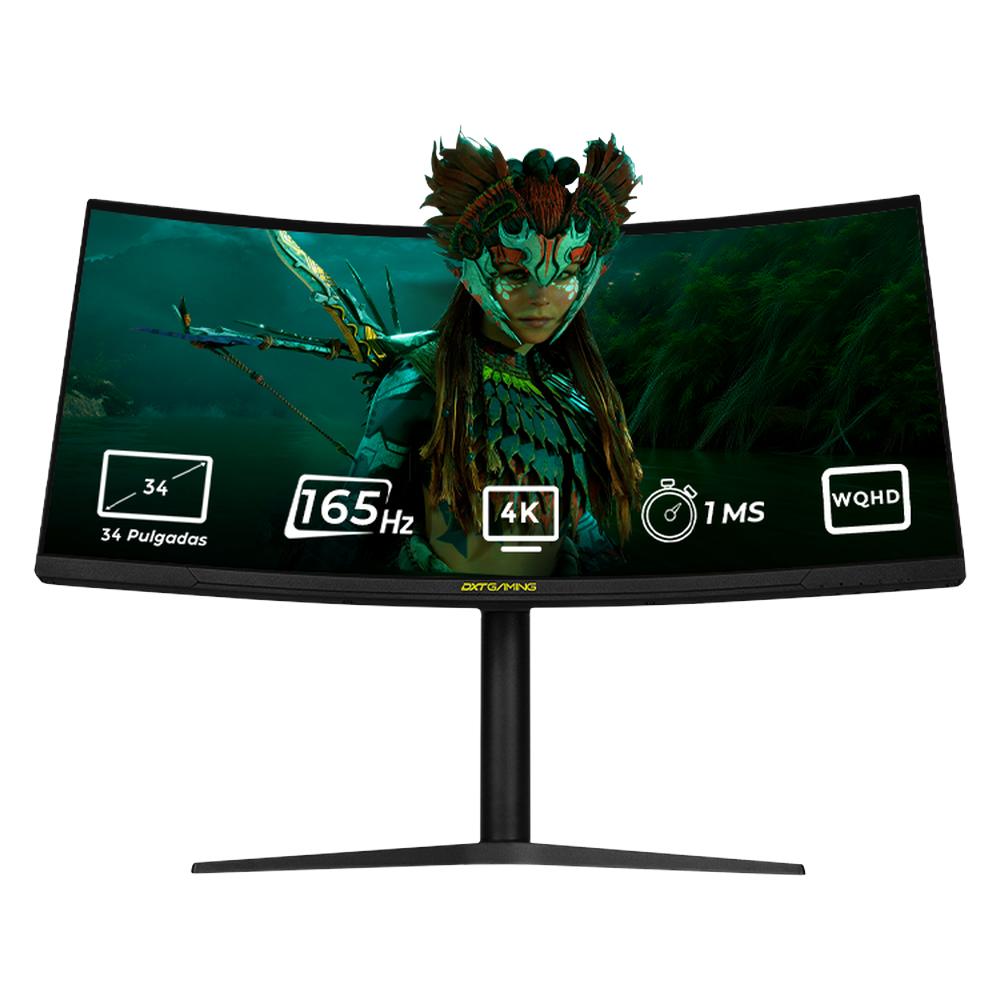 Monitor Gamer Curvo 34'' Dxtgaming Immersion Ultra Wide Wqhd 1ms 165hz 4k Va Rgb Freesync Negro