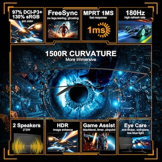 Foto 2 | Monitor Sansui Curvo Gaming De 24 Pulgadas, 180 Hz, Fhd 1080p - Venta Internacional.