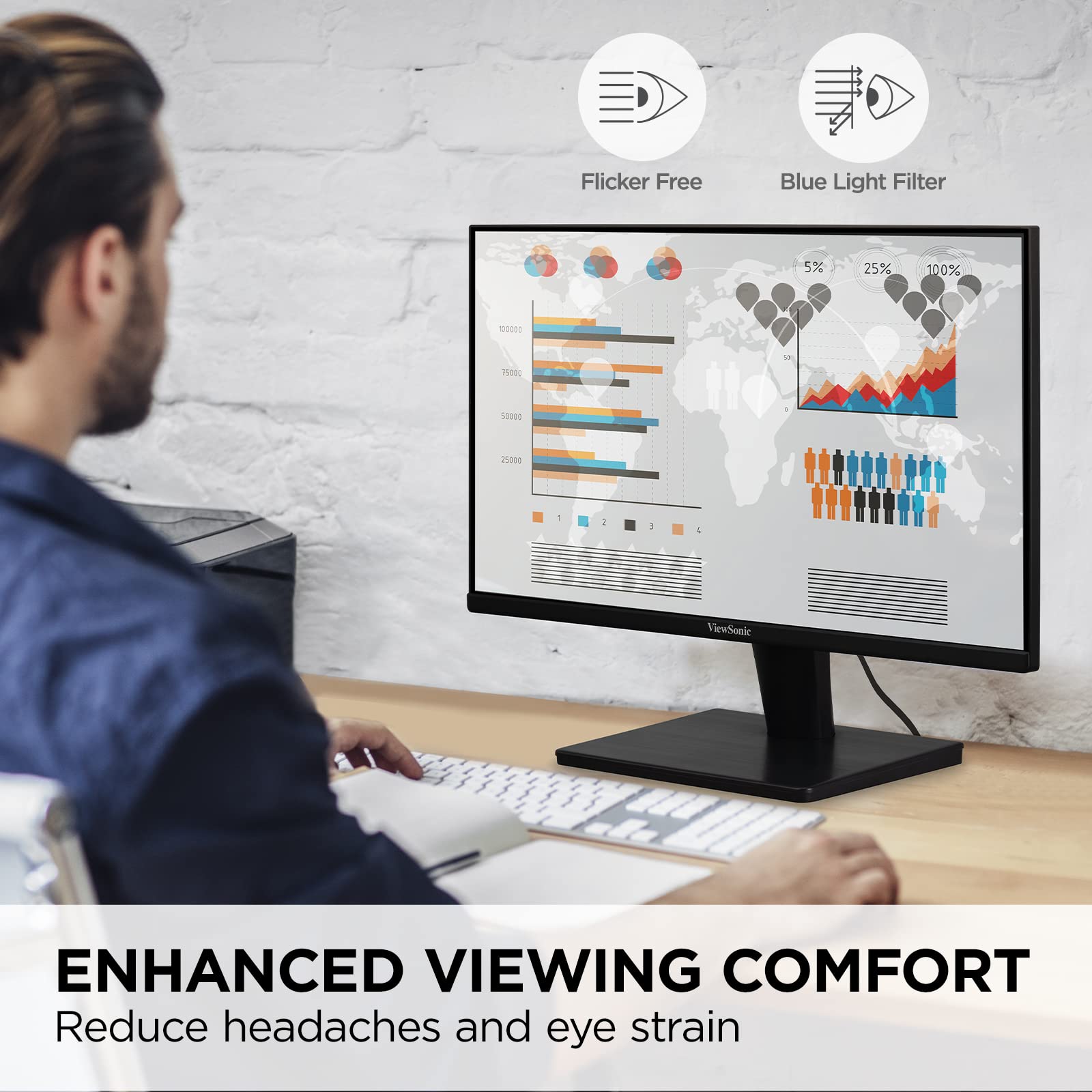 Foto 5 pulgar | Monitor Viewsonic Vs2447m, 24 Pulgadas, 1080p, 75 Hz, Freesync, Hdmi, Vga - Venta Internacional.