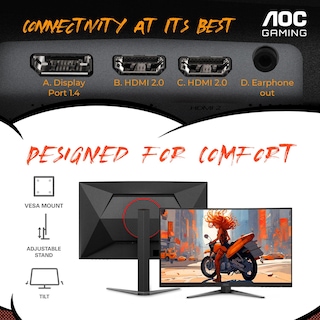 Foto 6 | Monitor Aoc C27g4zh, 27 Pulgadas, Curvo, Ultrarrápido, Fhd, 280 Hz, Hdmi/dp - Venta Internacional.