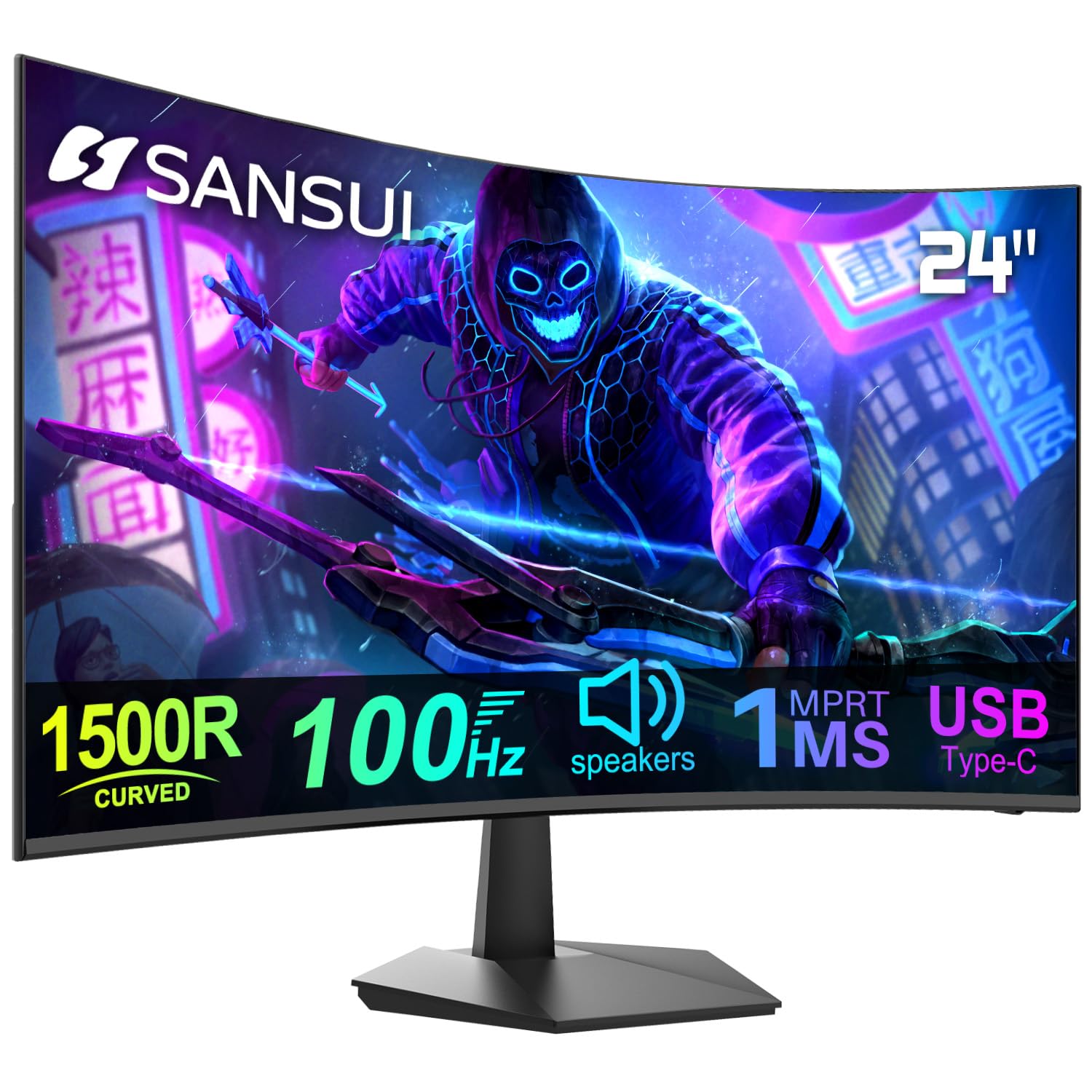 Monitor Sansui Curvo Usb Tipo-c De 24 Pulgadas Y 100 Hz Con Altavoz Es-24c1 - Venta Internacional.