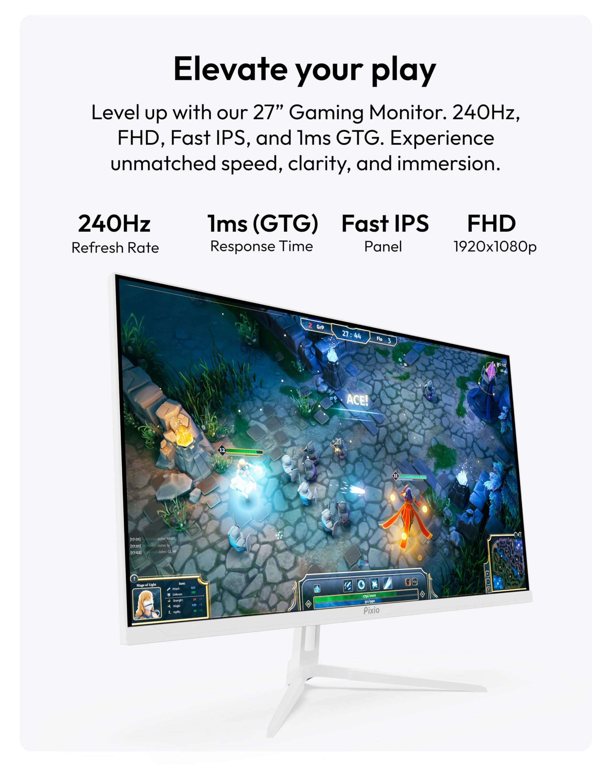 Foto 2 | Monitor Para Videojuegos Pixio Px279 Wave White 27'' Fhd 240hz 1ms - Venta Internacional.