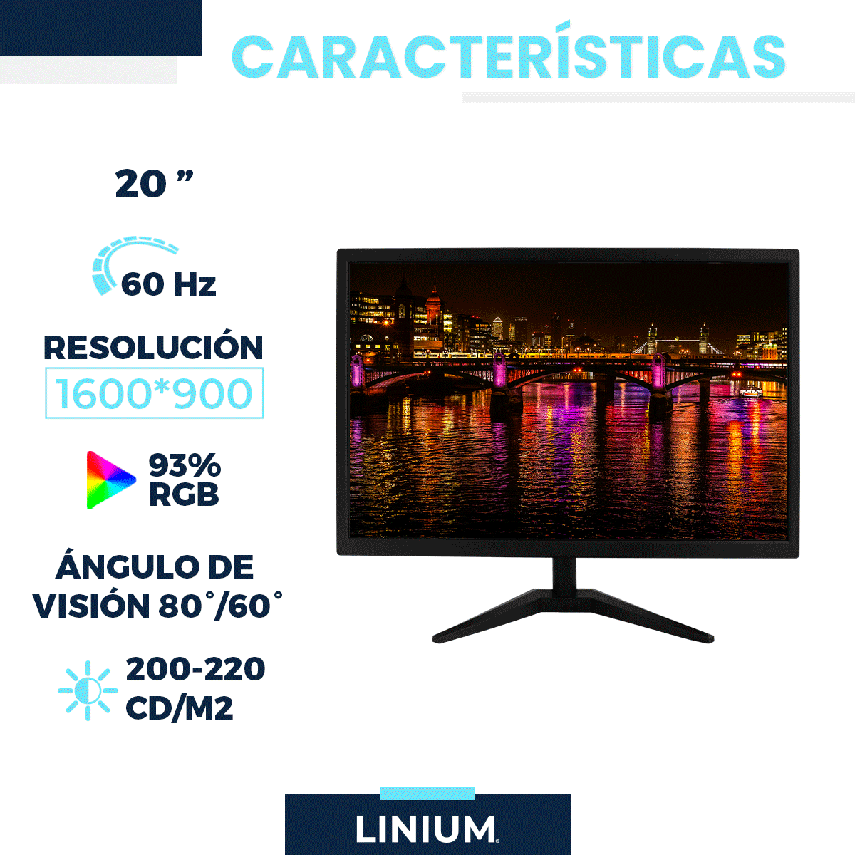 Foto 4 pulgar | Monitor Hd Linium Pantalla Pc Computadora 20 Pulgadas Led