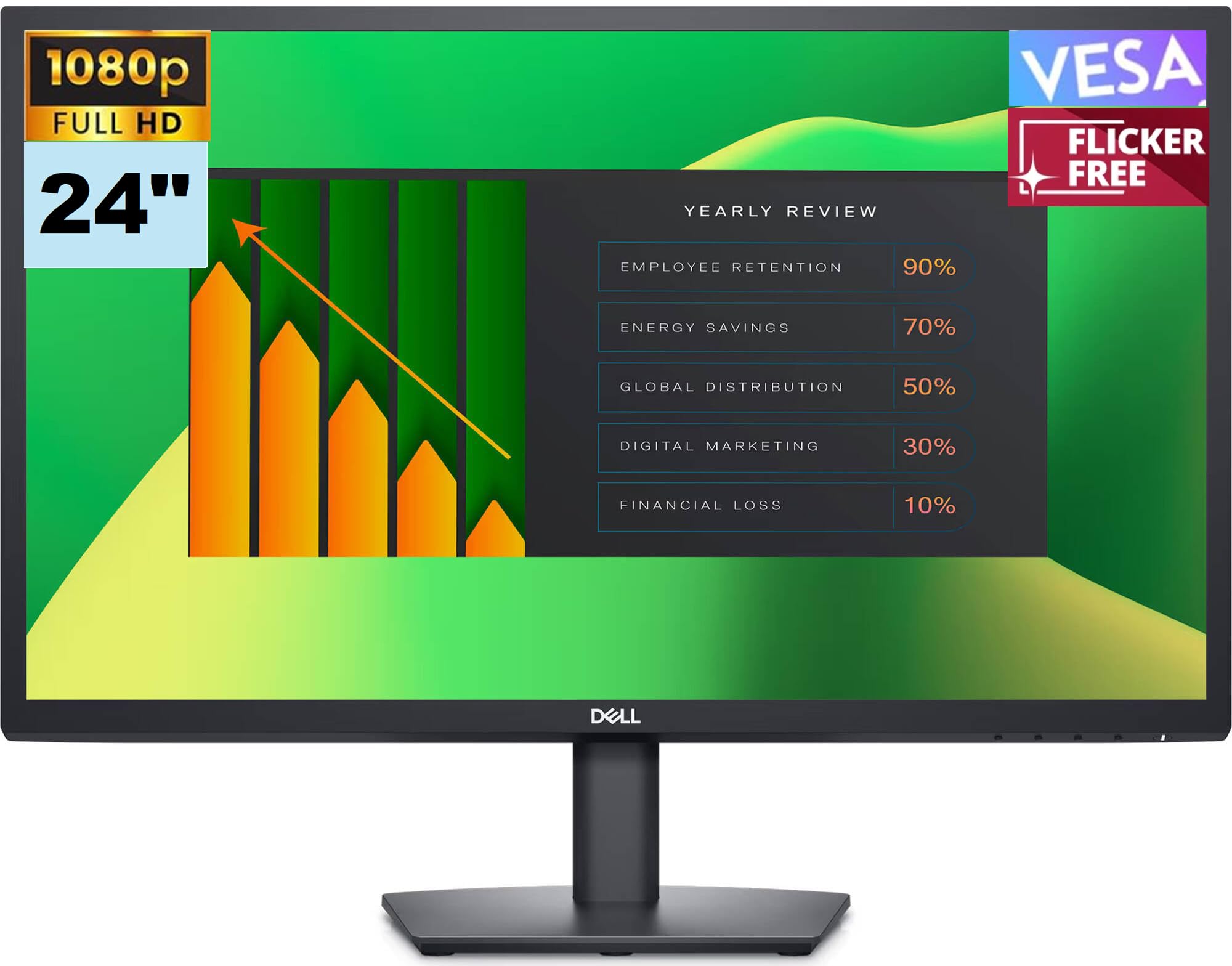 Monitor Dell 24 Fhd Va (1920 X 1080) De 60 Hz, Sin Parpadeo - Venta Internacional.