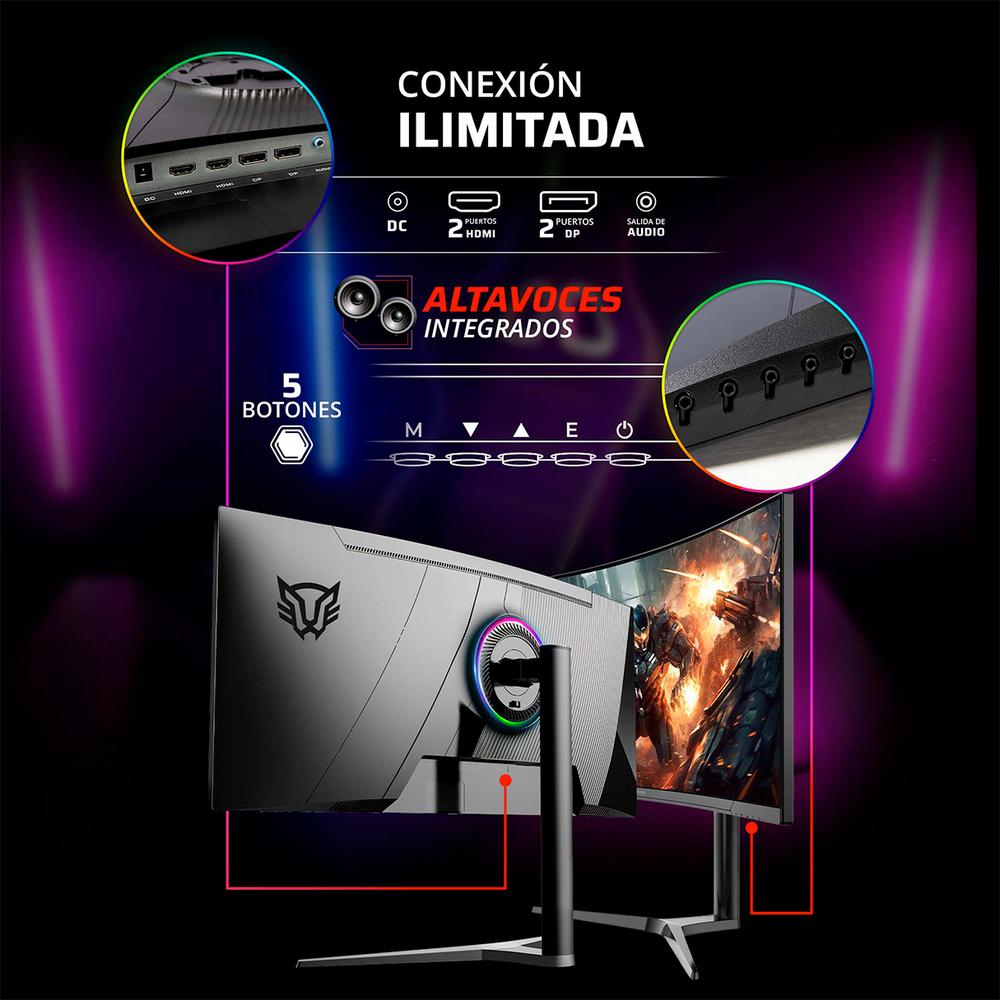 Foto 3 pulgar | Monitor Gamer Curvo 34 Balam Rush Ultra Explorer Mxt34p 1ms 165hz Ultra Wide Qhd Va Led Hdmi Dp Freesync Bocinas Negro