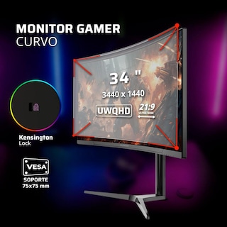 Foto 3 | Monitor Gamer Curvo 34 Balam Rush Ultra Explorer Mxt34p 1ms 165hz Ultra Wide Qhd Va Led Hdmi Dp Freesync Bocinas Negro