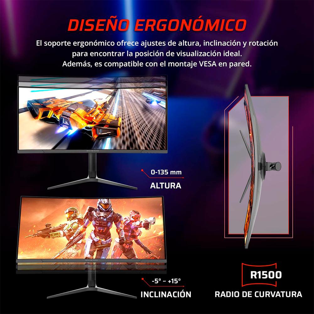 Foto 5 | Monitor Gamer Curvo 34 Balam Rush Ultra Explorer Mxt34p 1ms 165hz Ultra Wide Qhd Va Led Hdmi Dp Freesync Bocinas Negro