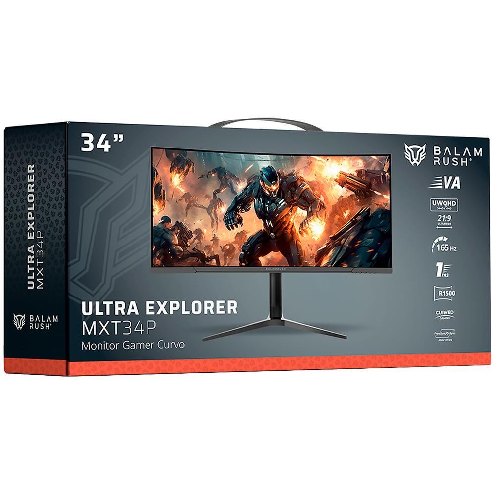 Foto 7 pulgar | Monitor Gamer Curvo 34 Balam Rush Ultra Explorer Mxt34p 1ms 165hz Ultra Wide Qhd Va Led Hdmi Dp Freesync Bocinas Negro