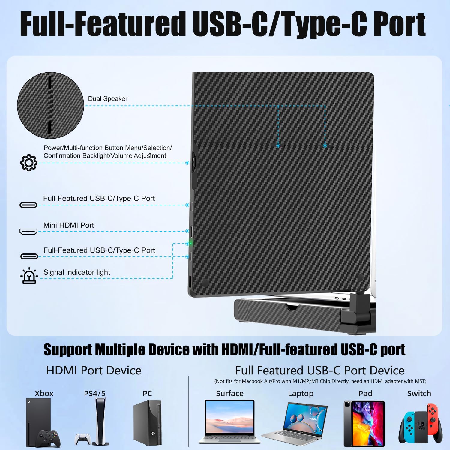 Foto 5 | Extensor Triple De Monitor Para Portátil Kefeya F3 14'' 1080p - Venta Internacional.