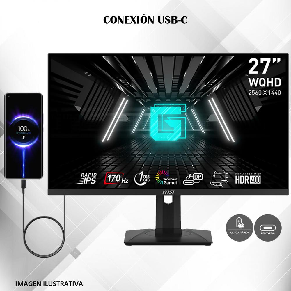 Foto 3 pulgar | Monitor Gamer 27 Msi G274qpf 1ms 170hz Wide Quad Hd Rapid Ips Hdmi Usb-c G-sync