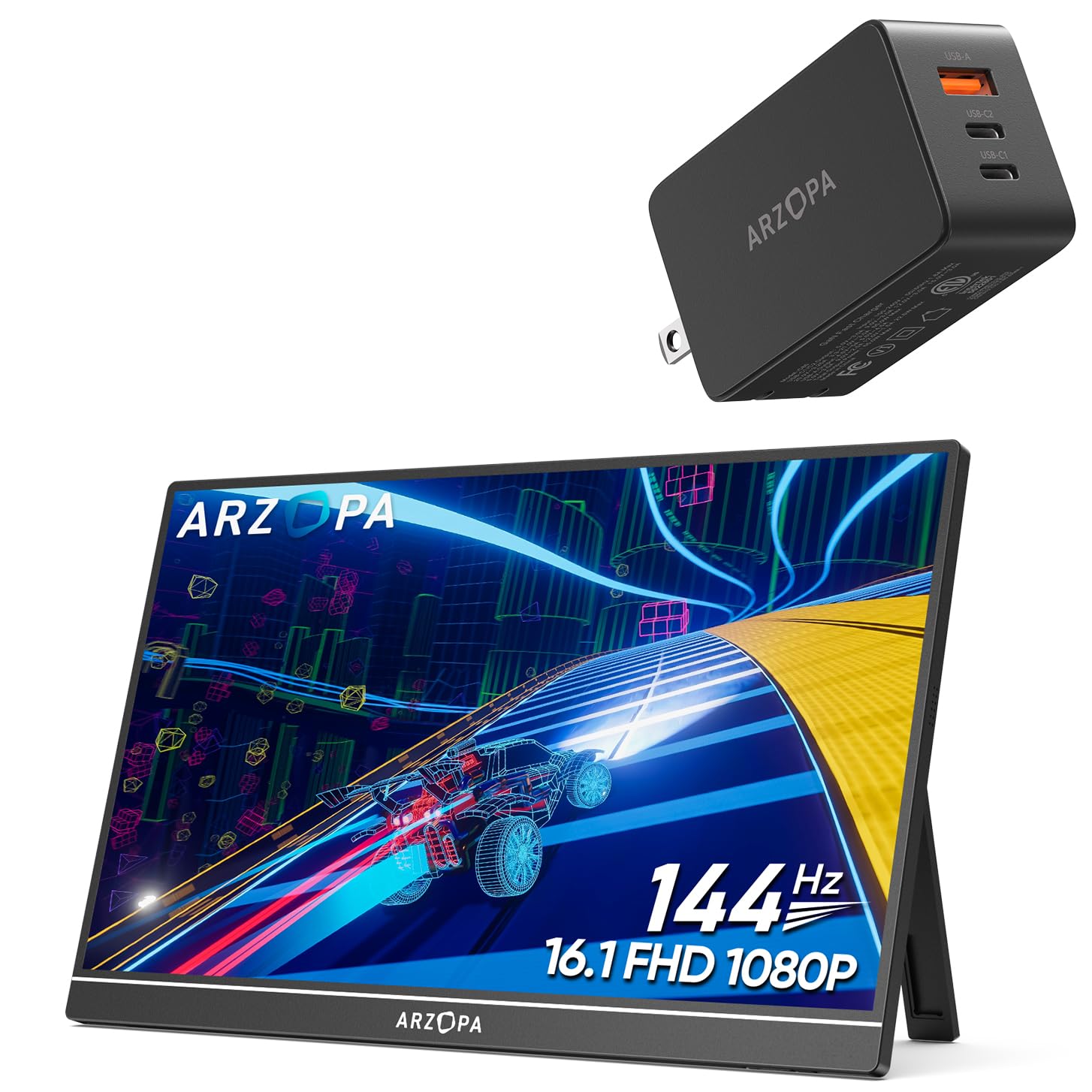 Monitor Portátil Arzopa Z1fc De 16,1 Pulgadas Y 144 Hz Con Cargador De 65 W - Venta Internacional.