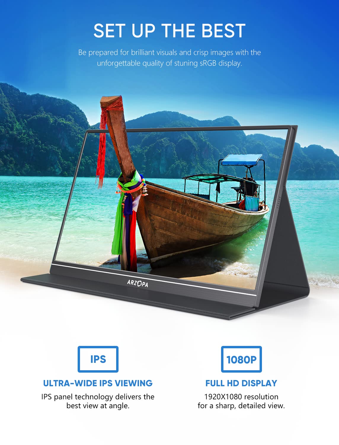 Foto 5 | Soporte Portátil Para Monitor Y Tableta Arzopa 15.6'' 1080p Fhd - Venta Internacional.