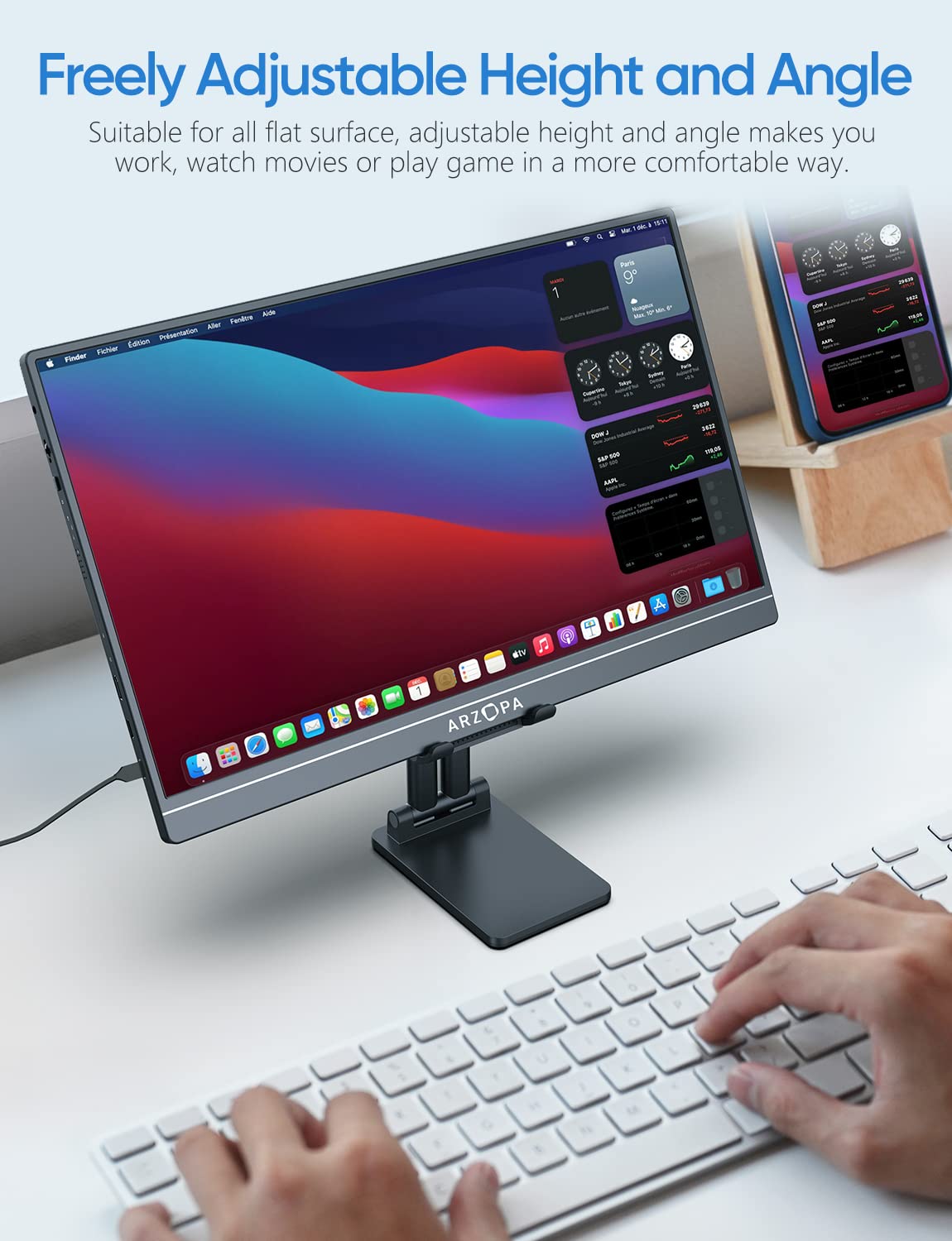 Foto 6 | Soporte Portátil Para Monitor Y Tableta Arzopa 15.6'' 1080p Fhd - Venta Internacional.