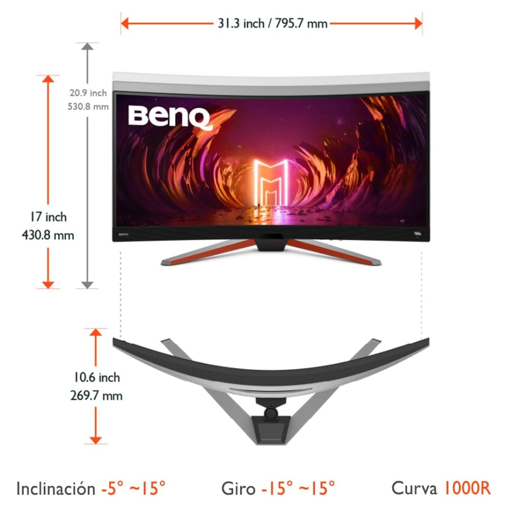 Foto 6 | Monitor Gamer Curvo Benq Ex3410r 34” Wqhd 144hz 1ms Hdri Freesync – Ultra Ancho 21:9