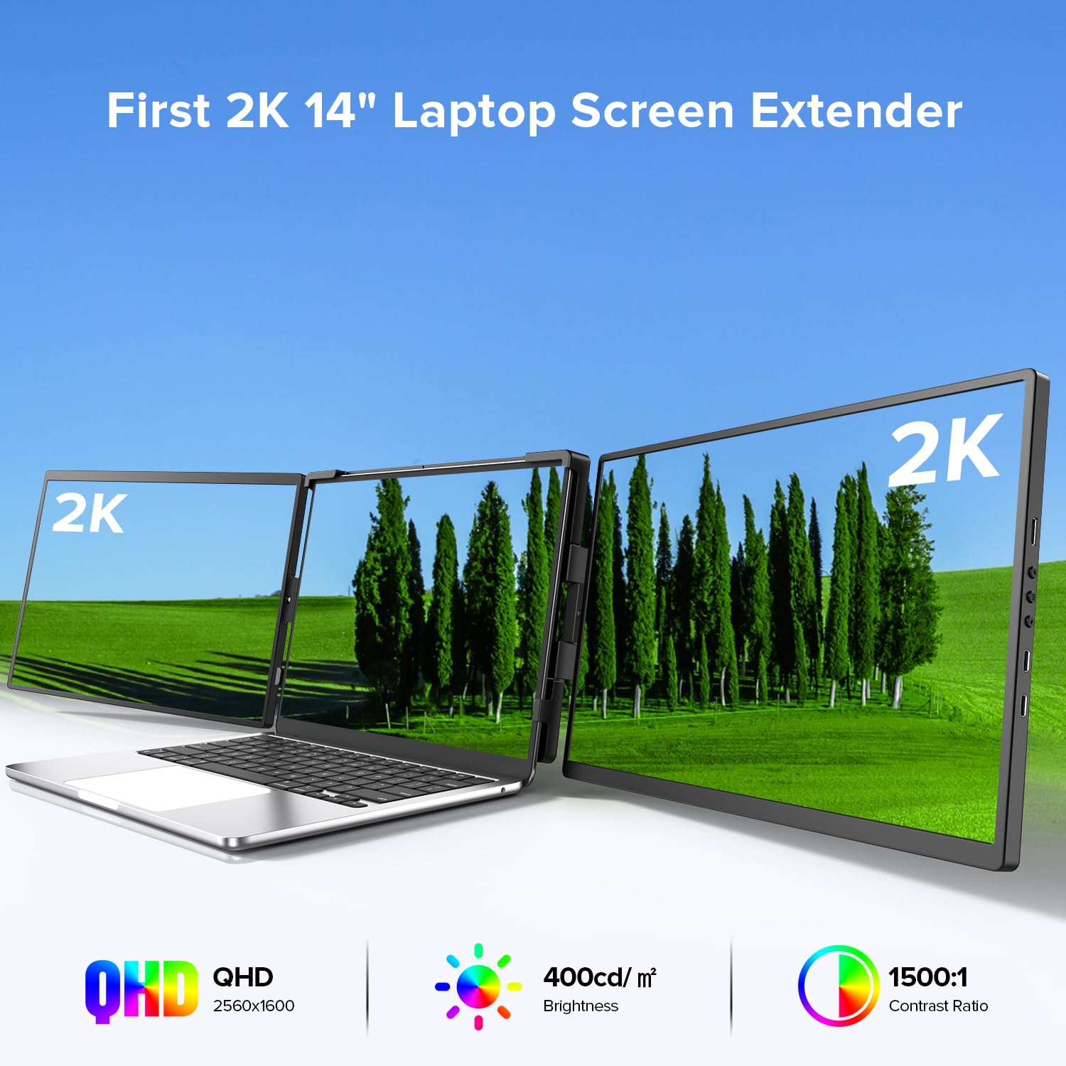 Foto 3 pulgar | Extensor De Pantalla Para Portátil Uperfect 2k 14'' 360° Para 13.3-17.3 Pulgadas - Venta Internacional.