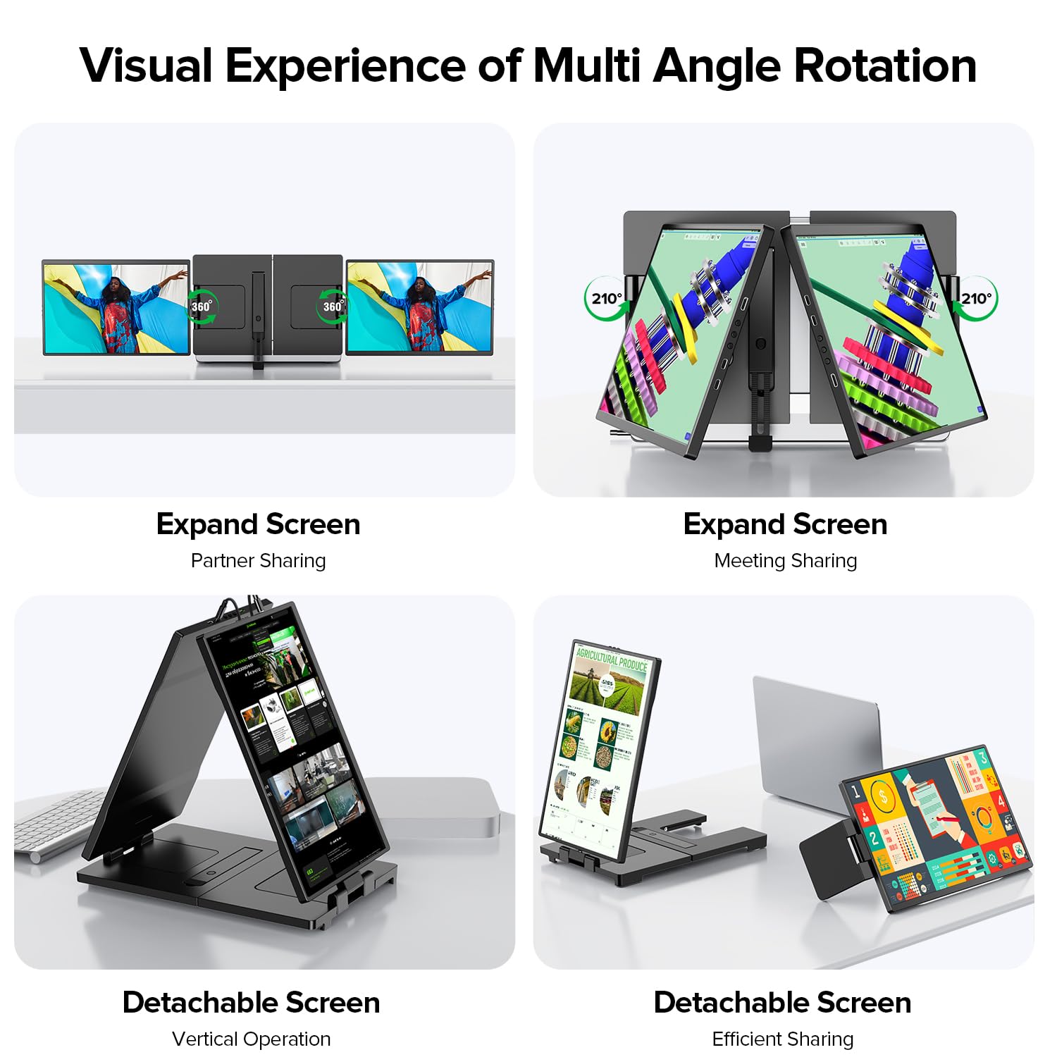 Foto 5 pulgar | Extensor De Pantalla Para Portátil Uperfect 2k 14'' 360° Para 13.3-17.3 Pulgadas - Venta Internacional.