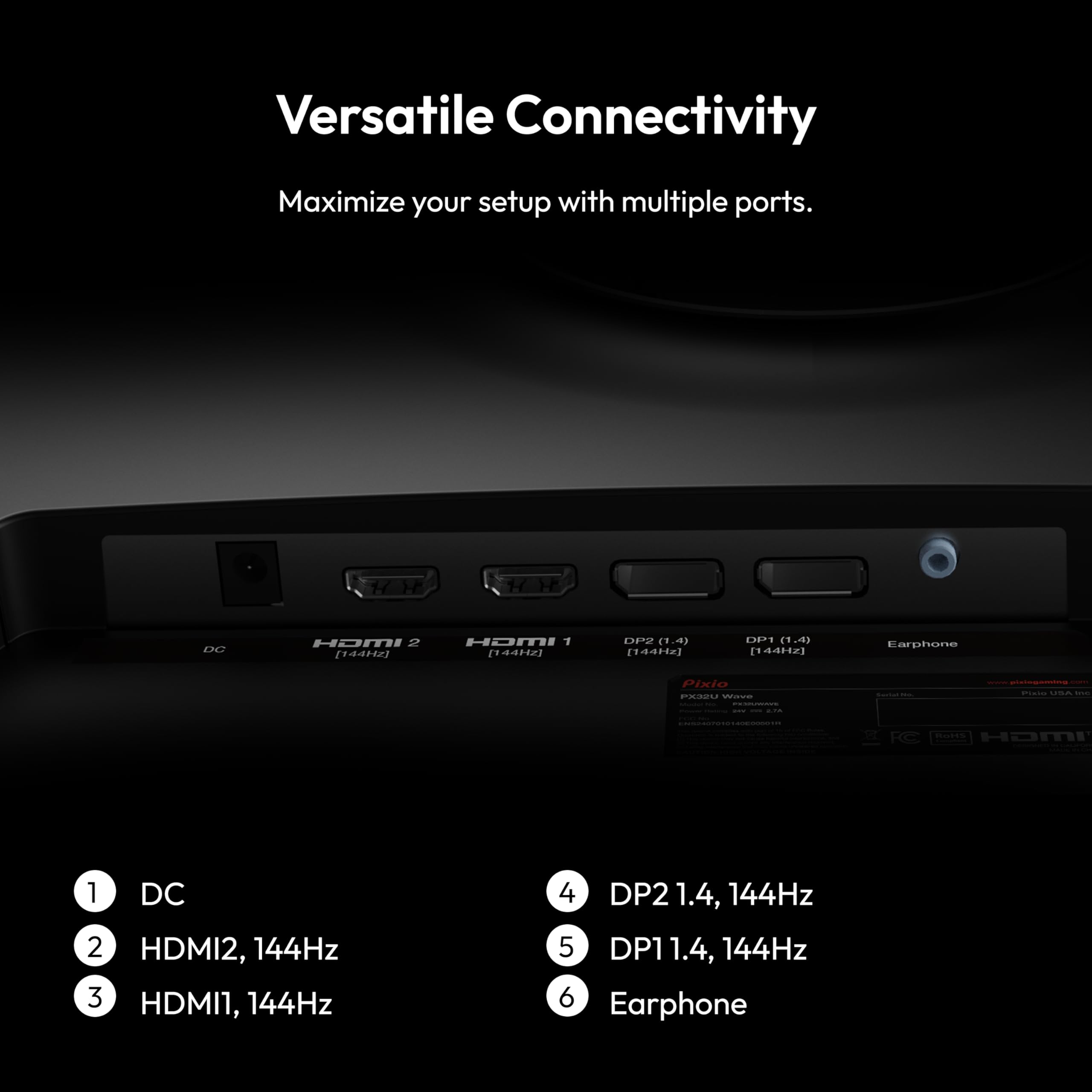 Foto 6 pulgar | Monitor Para Videojuegos Pixio Px32u Wave, 32 Pulgadas, 4k, 144 Hz, Panel Ips De 1 Ms - Venta Internacional.