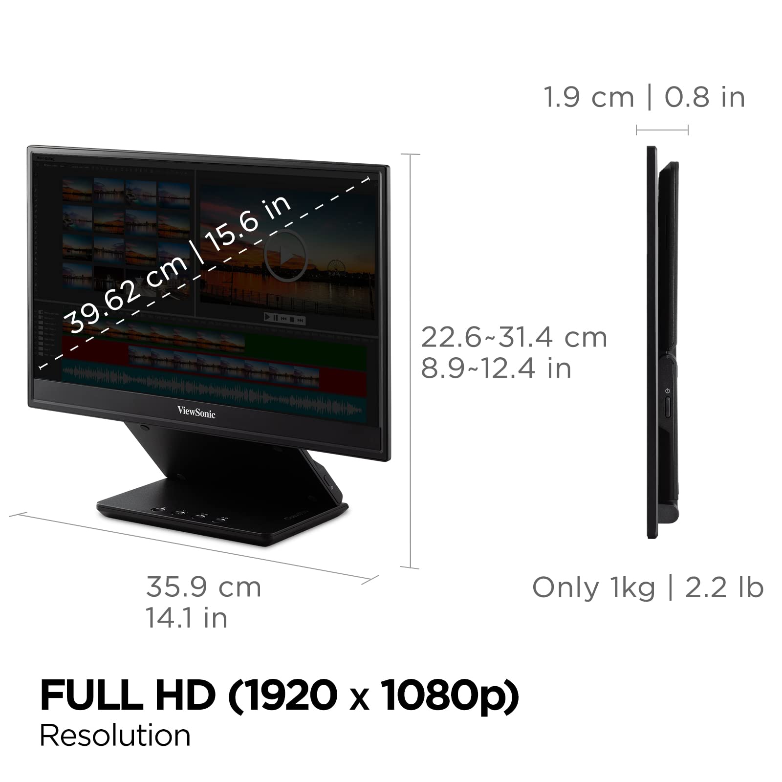 Foto 6 pulgar | Monitor Portátil Viewsonic Vp16-oled De 15,6 Pulgadas Y 1080p Oled - Venta Internacional.