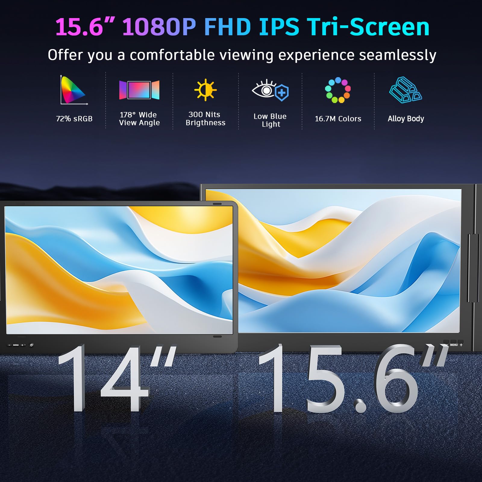 Foto 6 pulgar | Extensor De Pantalla Para Portátil Qqh Z80a, 15.6 Pulgadas, Fhd Ips, Triple Monitor - Venta Internacional.