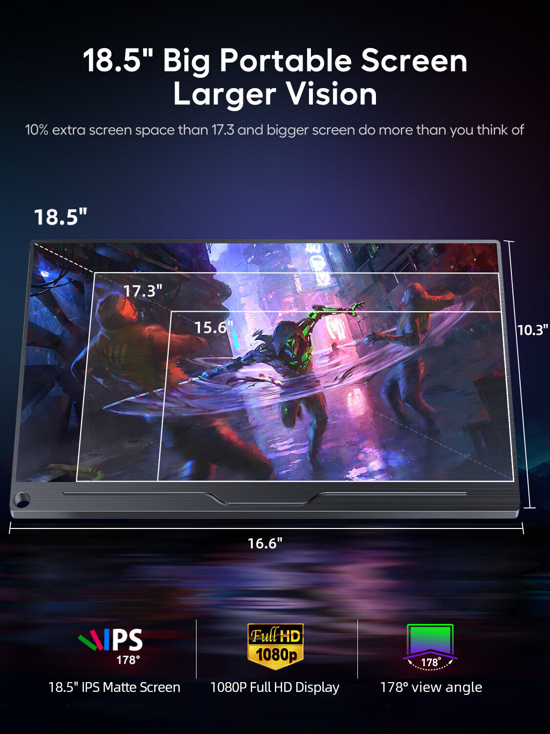 Foto 3 pulgar | Monitor Para Juegos Uperfect Portátil De 18,5 Pulgadas, 120 Hz Y 1080p