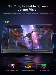 Foto 2 | Monitor Para Juegos Uperfect Portátil De 18,5 Pulgadas, 120 Hz Y 1080p