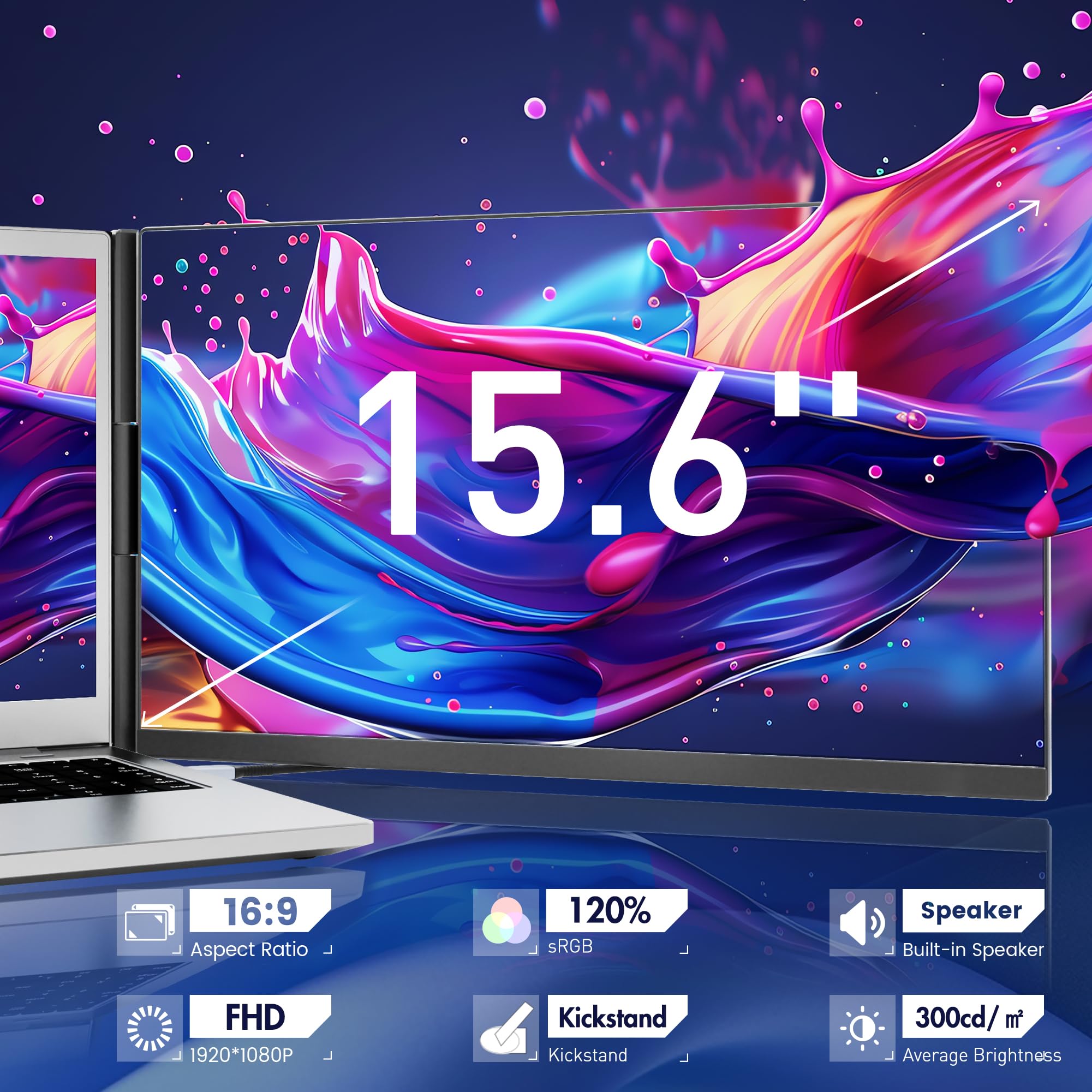Foto 2 | Extensor De Pantalla Para Portátil Domyfan 15.6 Pulgadas Fhd 1080p Ips 120% Srgb - Venta Internacional.