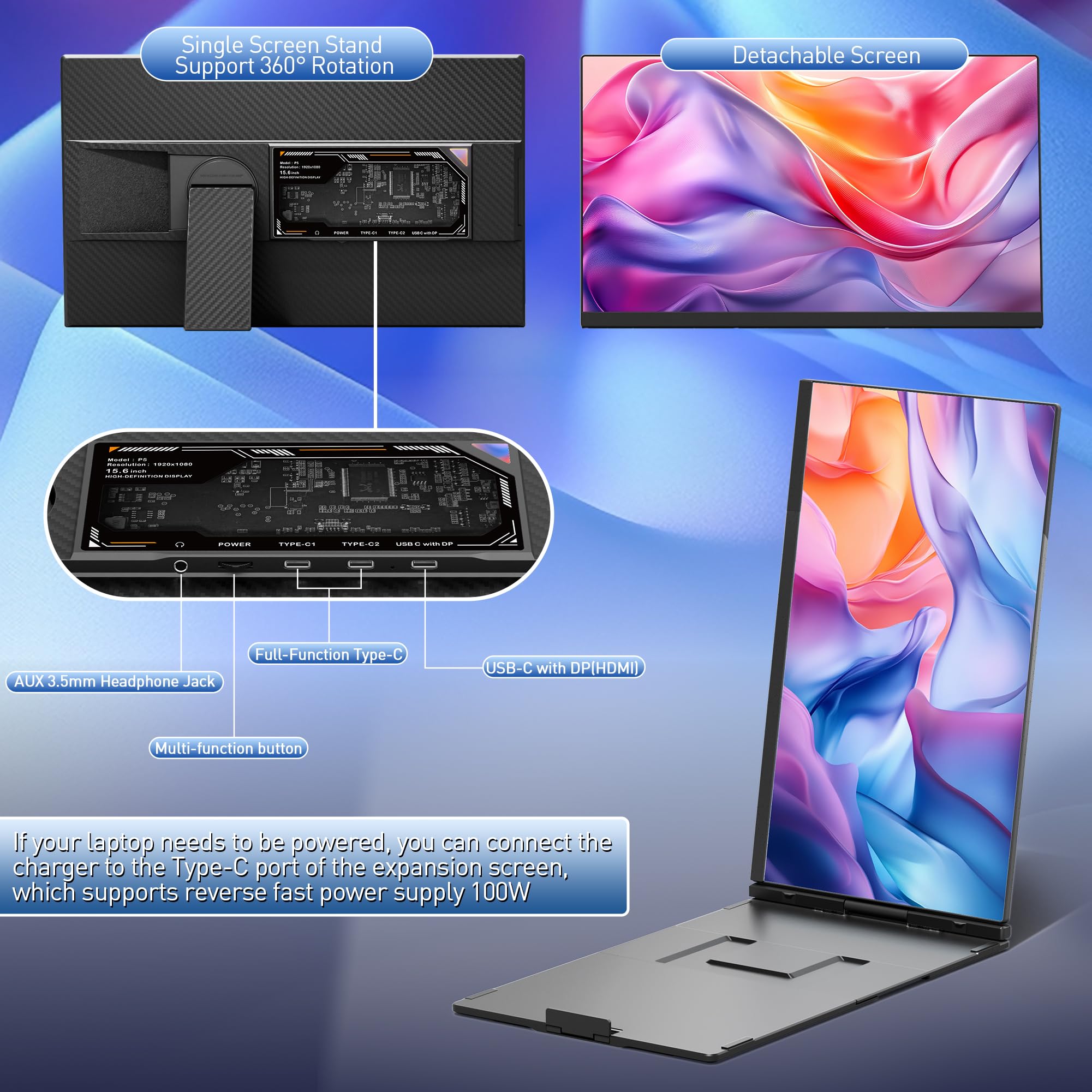 Foto 5 pulgar | Extensor De Pantalla Para Portátil Domyfan 15.6 Pulgadas Fhd 1080p Ips 120% Srgb - Venta Internacional.