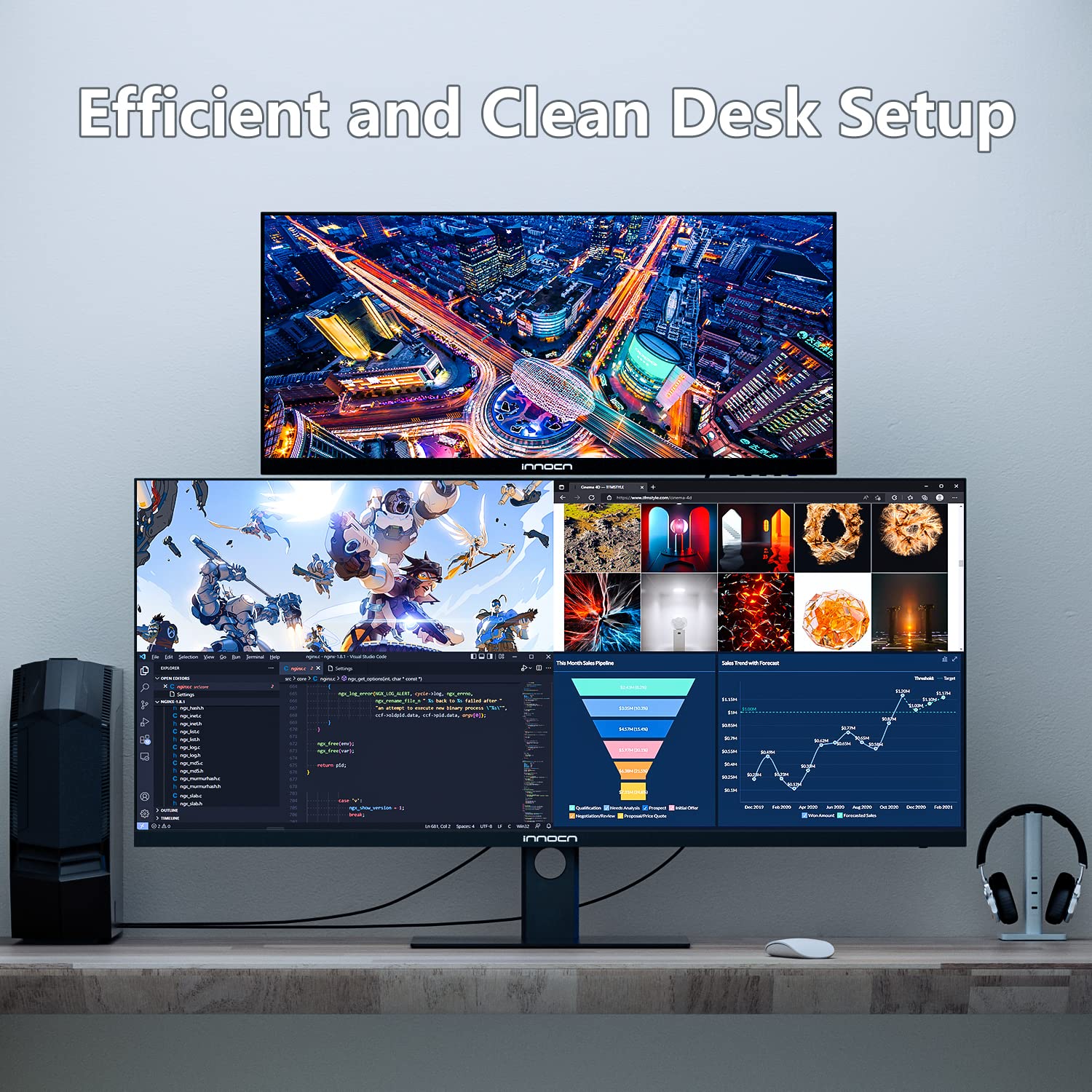Foto 5 pulgar | Monitor Ultraancho Innocn 40c1r 40'' Qhd 3440x1440p 144 Hz - Venta Internacional.
