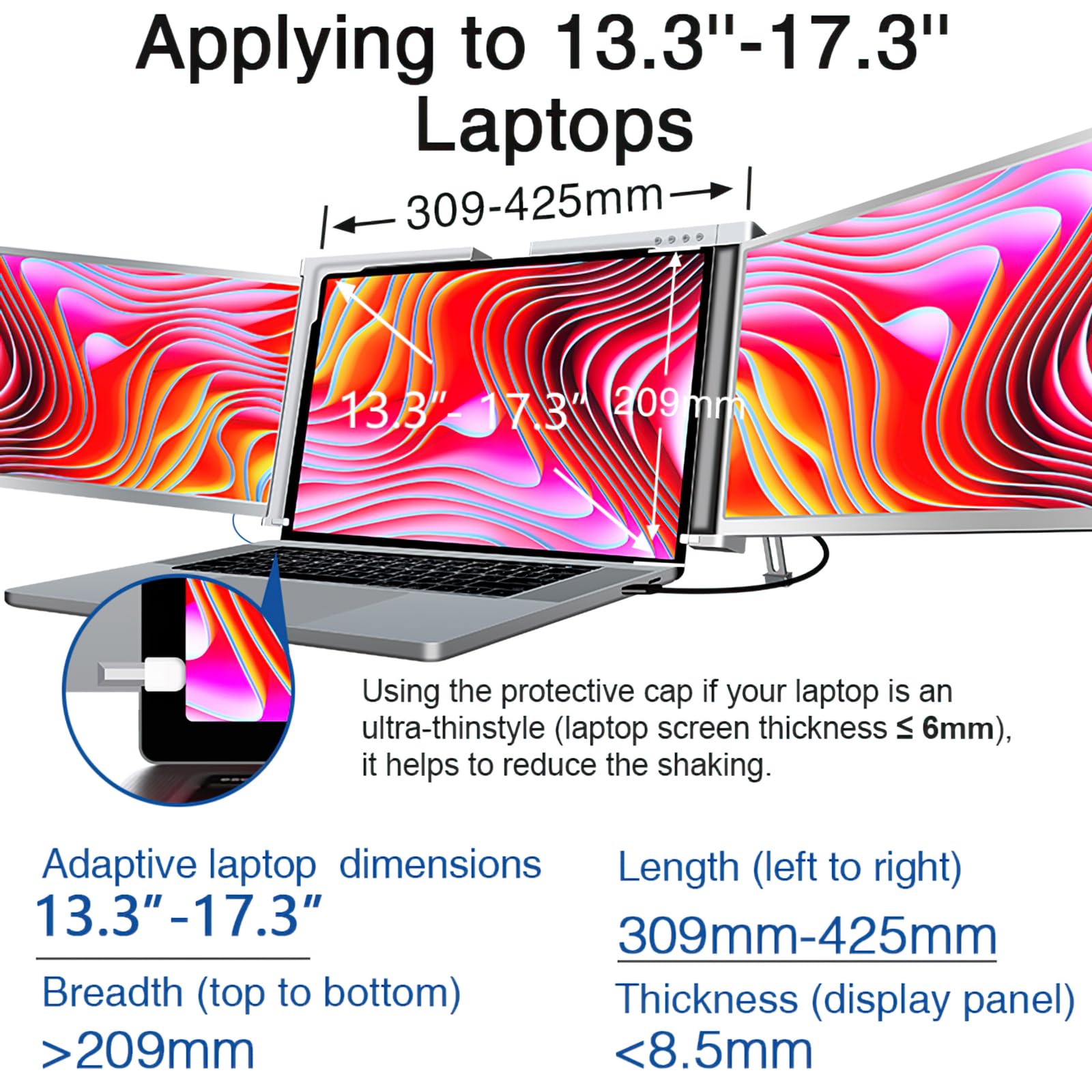 Foto 4 pulgar | Monitor Portátil Mnn 14 Triple Fhd 1080p Ips Para 13,3-17,3 Pulgadas - Venta Internacional.