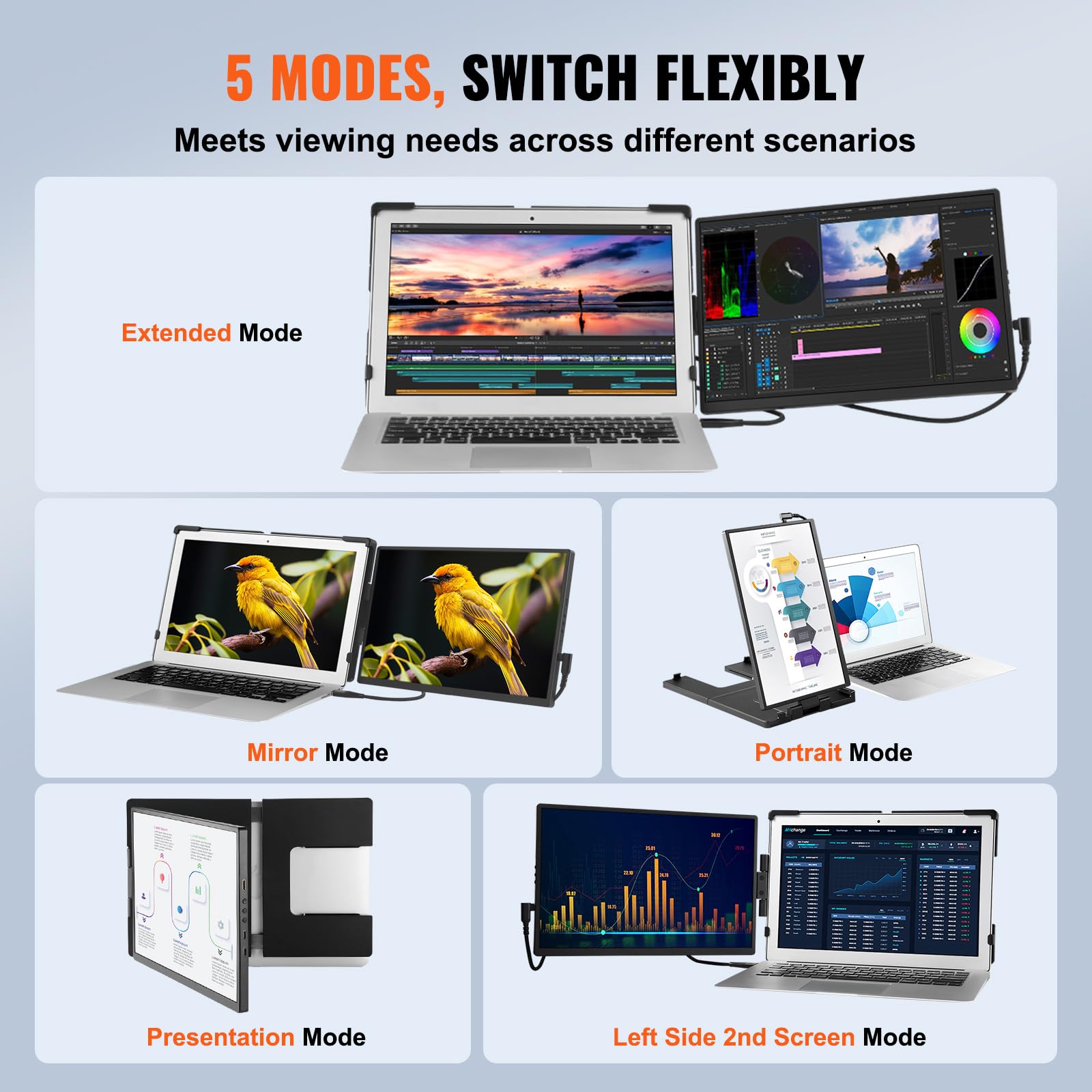 Foto 5 pulgar | Extensor De Pantalla Portátil Para Portátil Vevor 14'' Fhd 1080p Ips - Venta Internacional.