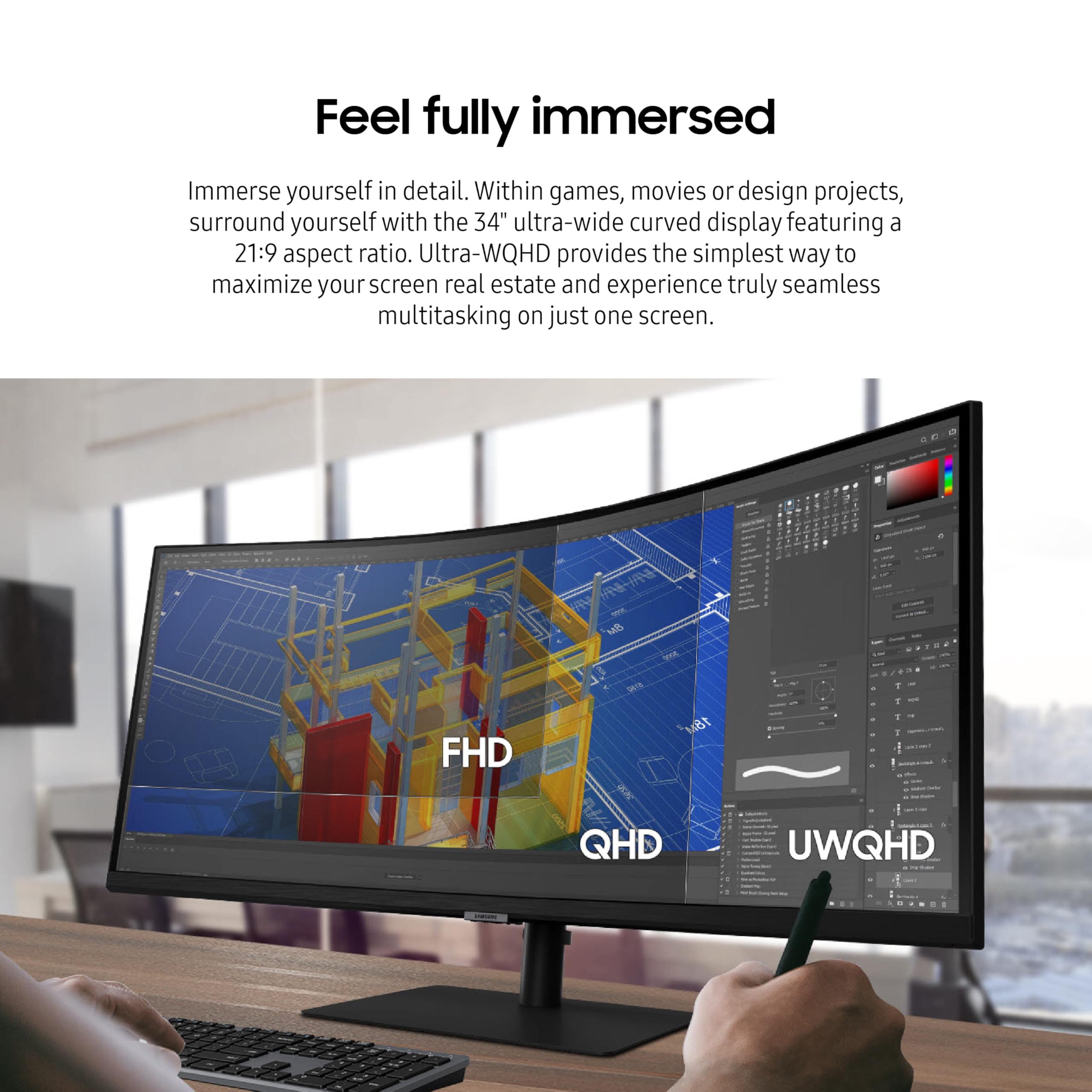 Foto 4 pulgar | Monitor Samsung Viewfinity Serie S65ua Ultrawide Qhd De 34 Pulgadas - Venta Internacional.