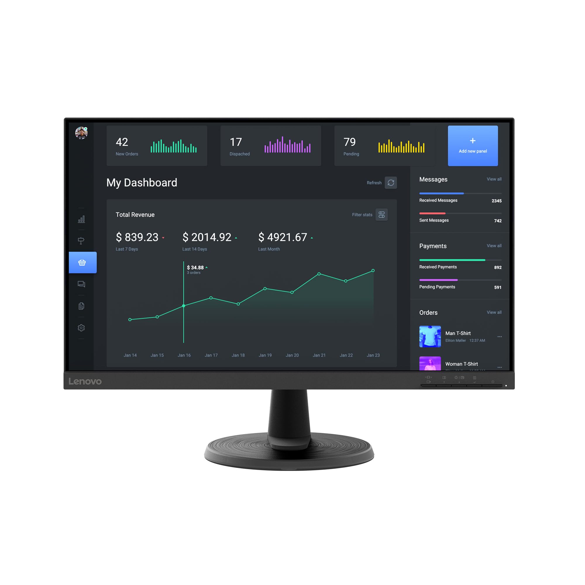 Foto 2 pulgar | Monitor De Ordenador Lenovo D24-40 23.8 Fhd 75hz Amd Freesync - Venta Internacional.