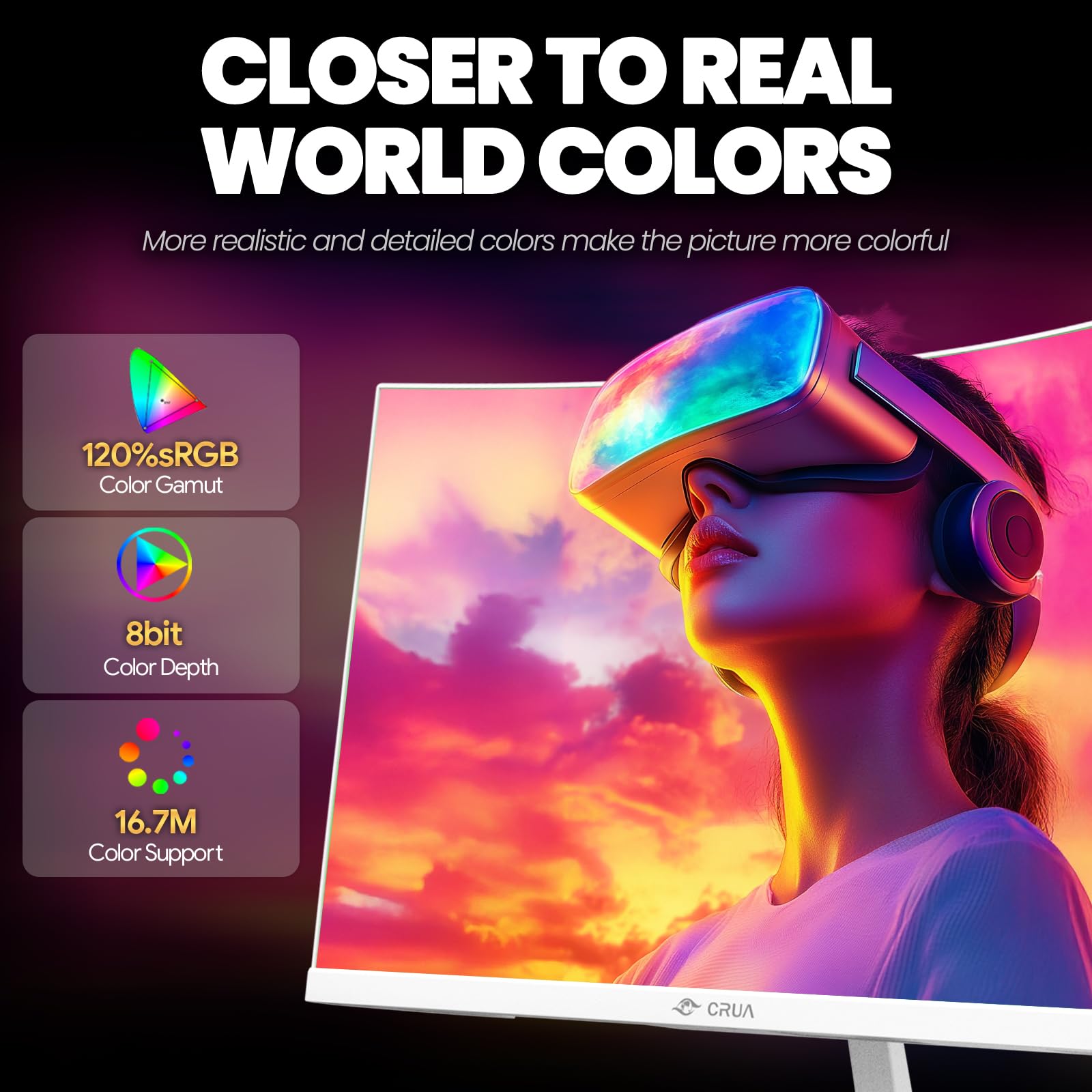 Foto 4 pulgar | Monitor Crua 24 Curvo 165 Hz/200 Hz Fhd 1920 X 1080 120% Srgb - Venta Internacional.