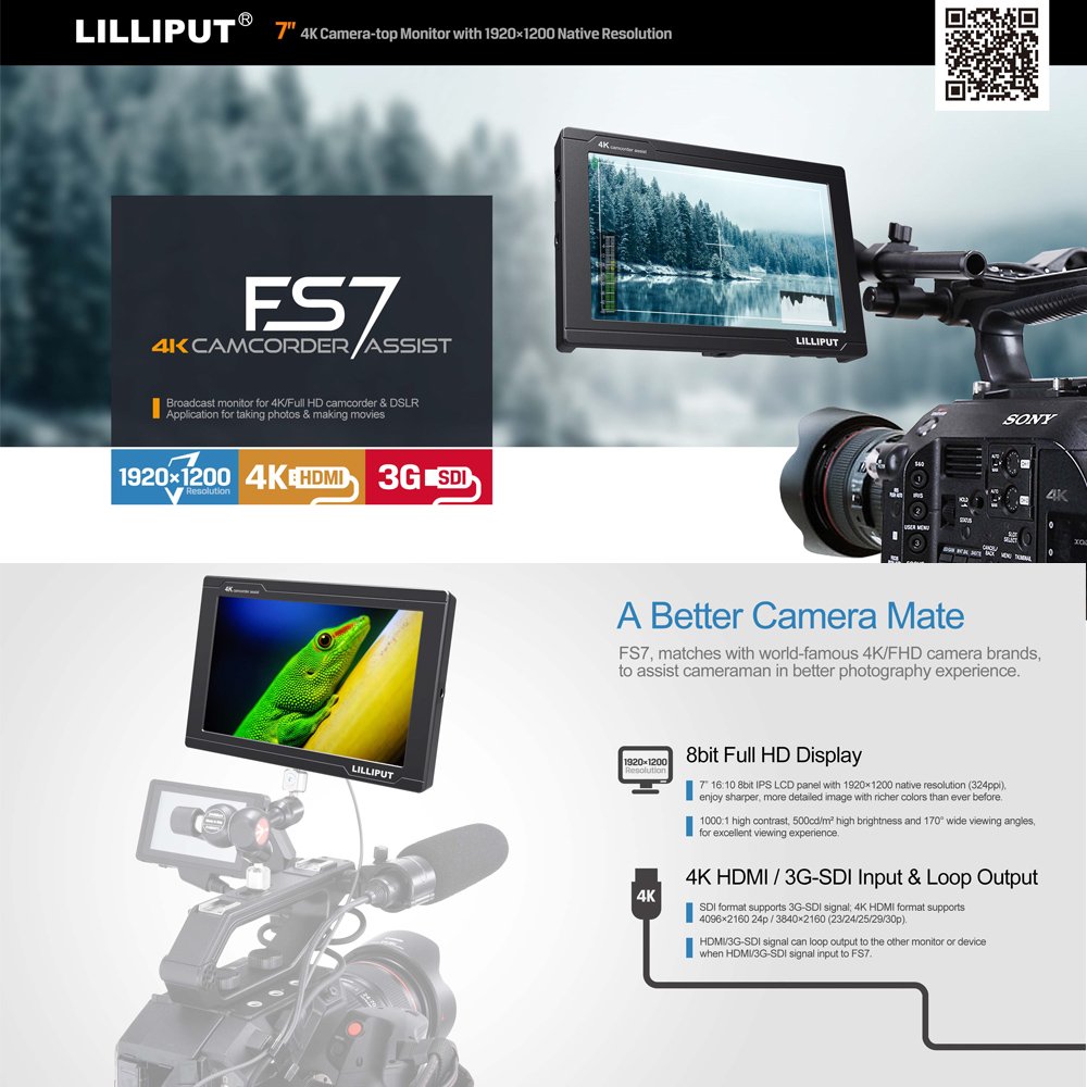 Foto 6 pulgar | Monitor De Cámara Lilliput Fs7 7 Full Hd 4k Hdmi 3g-sdi Metálico - Venta Internacional.