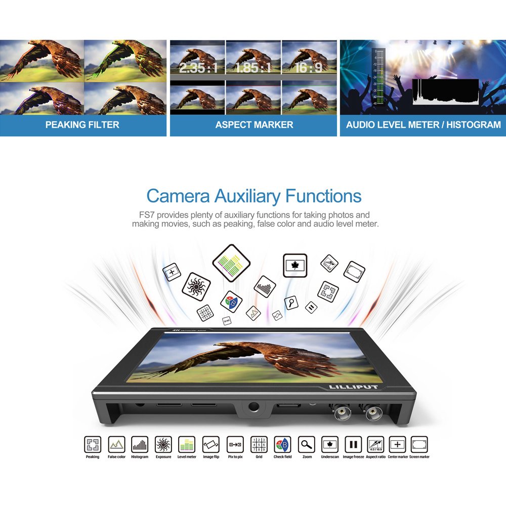 Foto 7 pulgar | Monitor De Cámara Lilliput Fs7 7 Full Hd 4k Hdmi 3g-sdi Metálico - Venta Internacional.