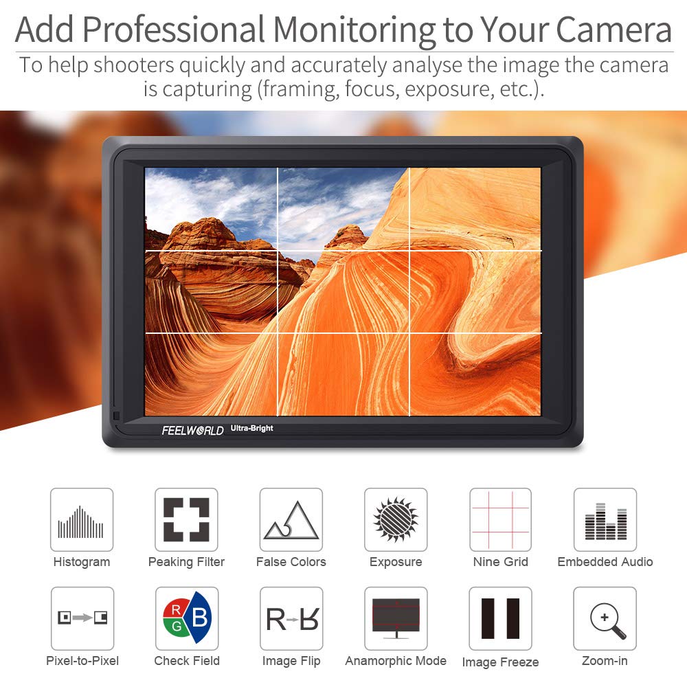 Foto 7 | Monitor De Campo Con Cámara Feelworld Fw279s De 7 Pulgadas Ultrabrillante - Venta Internacional.