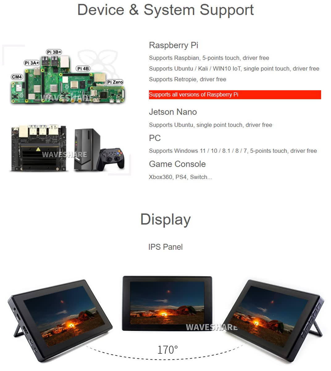 Foto 5 pulgar | Pantalla Táctil Lcd Waveshare Raspberry Pi 7 Pulgadas 1024x600 Ips - Venta Internacional.